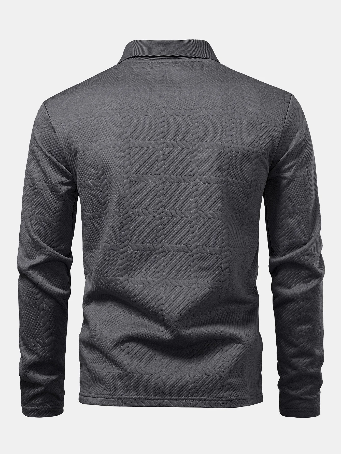 Langarm kariertes Jacquard Poloshirts-Shirt - Image 8