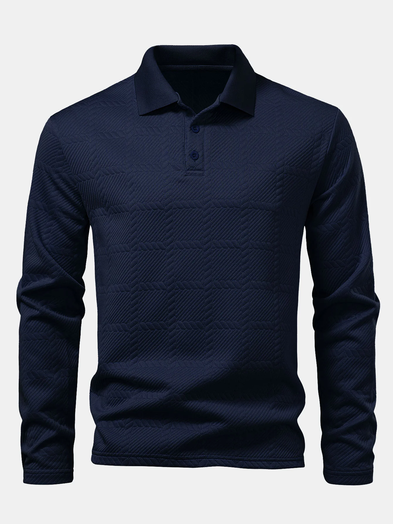 Langarm kariertes Jacquard Poloshirts-Shirt - Image 9
