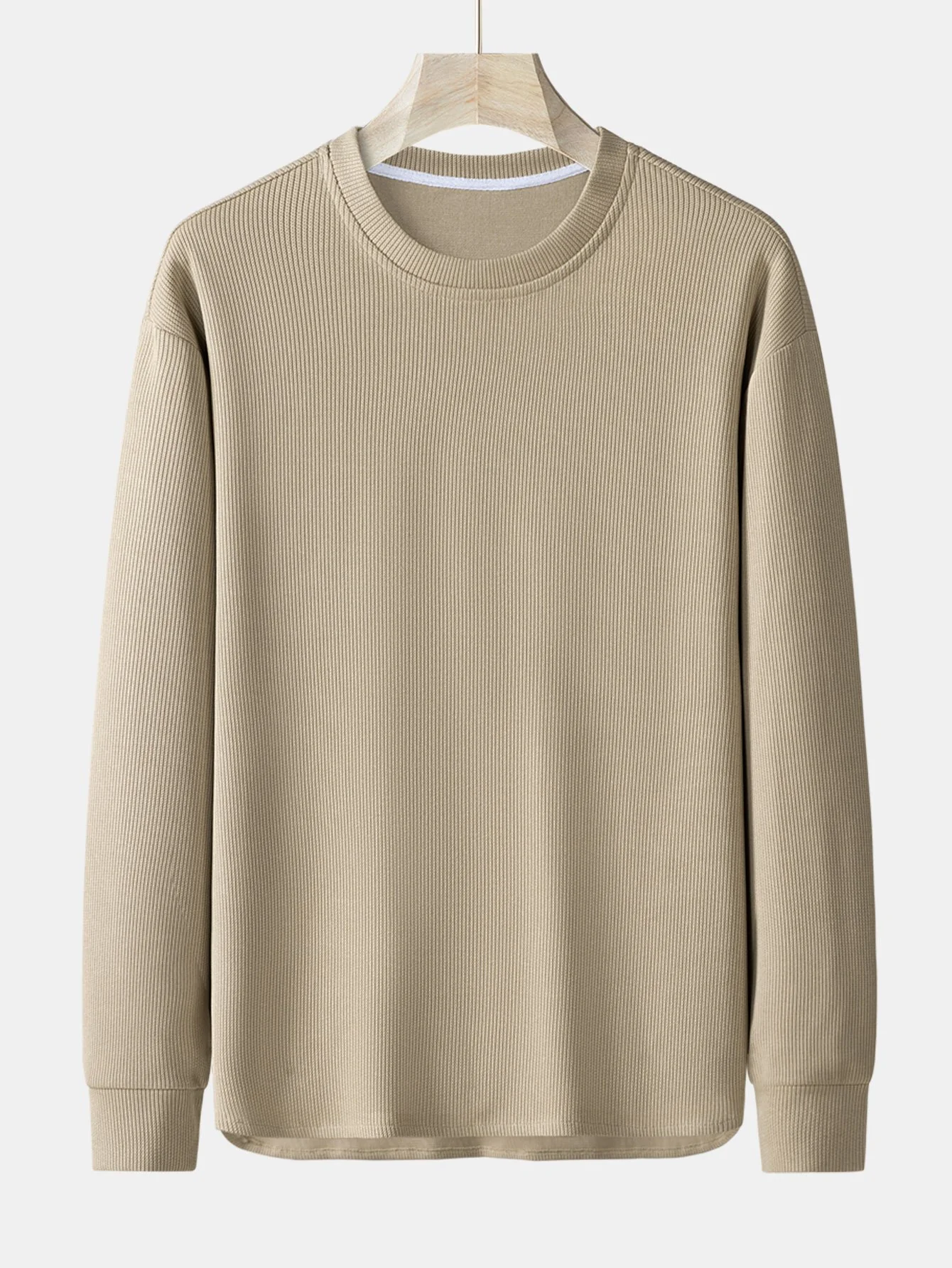 Langarm Relaxed Fit Strick-Ripp T-Shirt