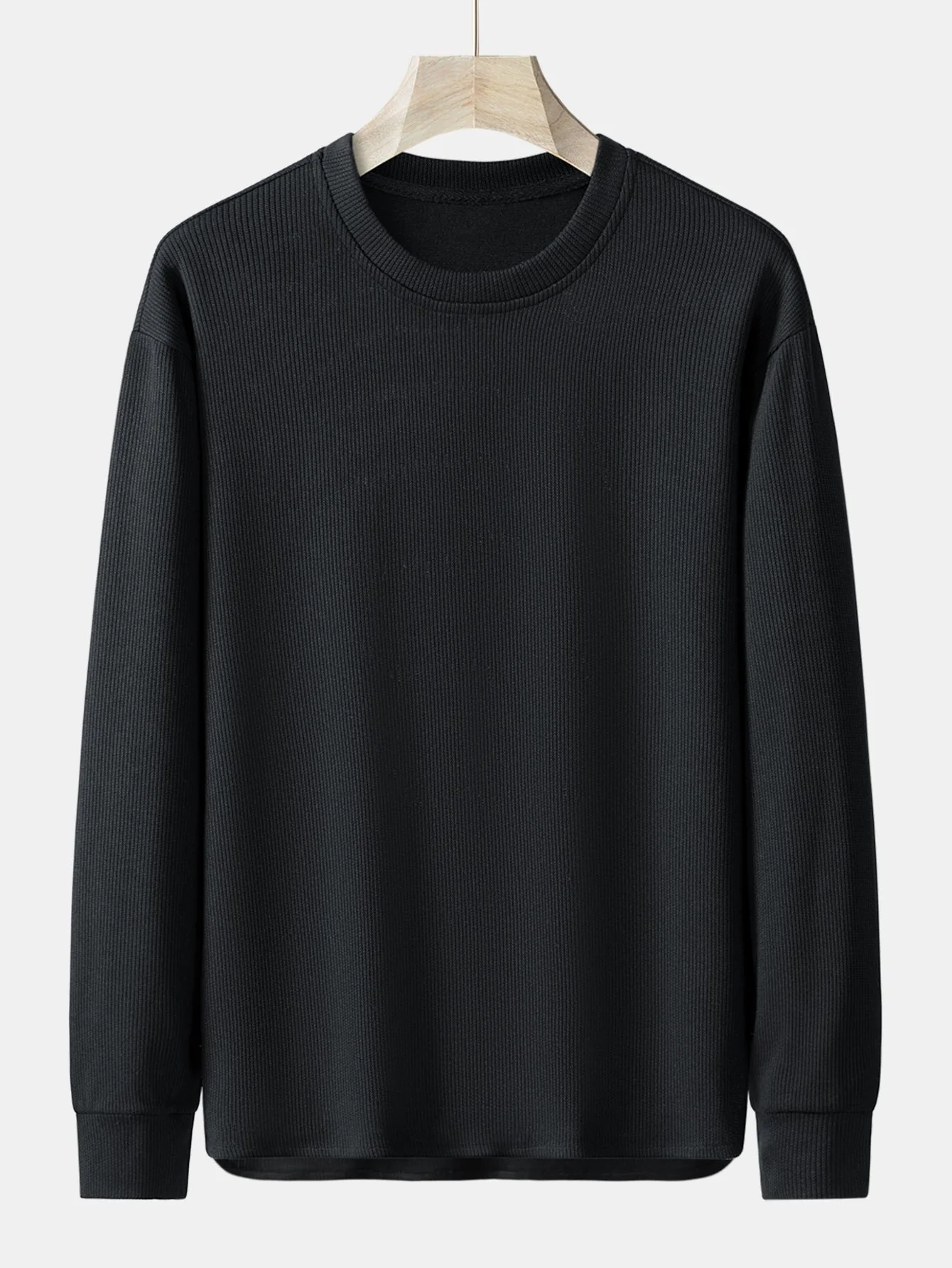 Langarm Relaxed Fit Strick-Ripp T-Shirt - Image 3