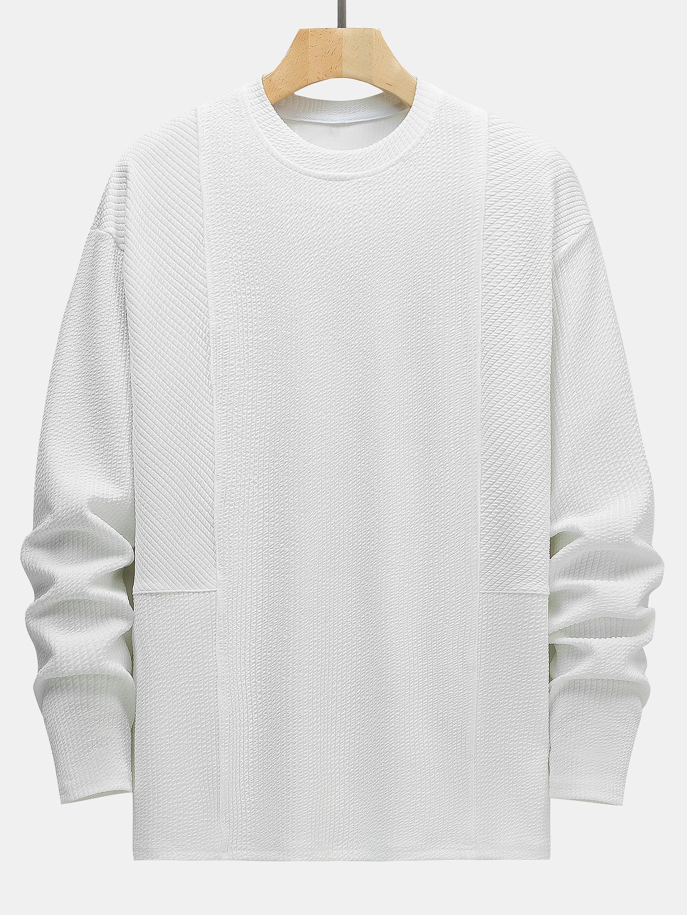 Langarm Relaxed Fit Patchwork Ripp T-Shirt - Image 2