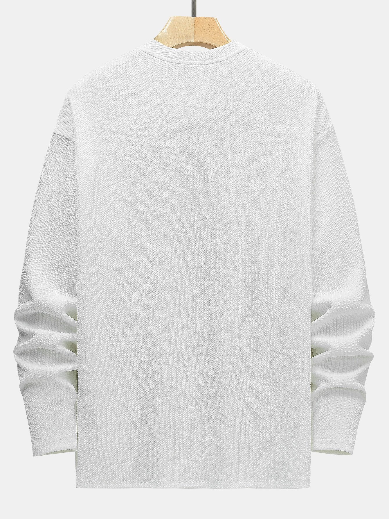 Langarm Relaxed Fit Patchwork Ripp T-Shirt - Image 4