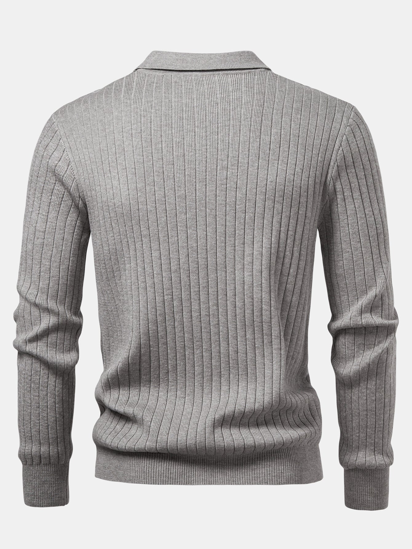 Langarm Rippstrick Johnny Kragen Poloshirts Shirt - Image 10