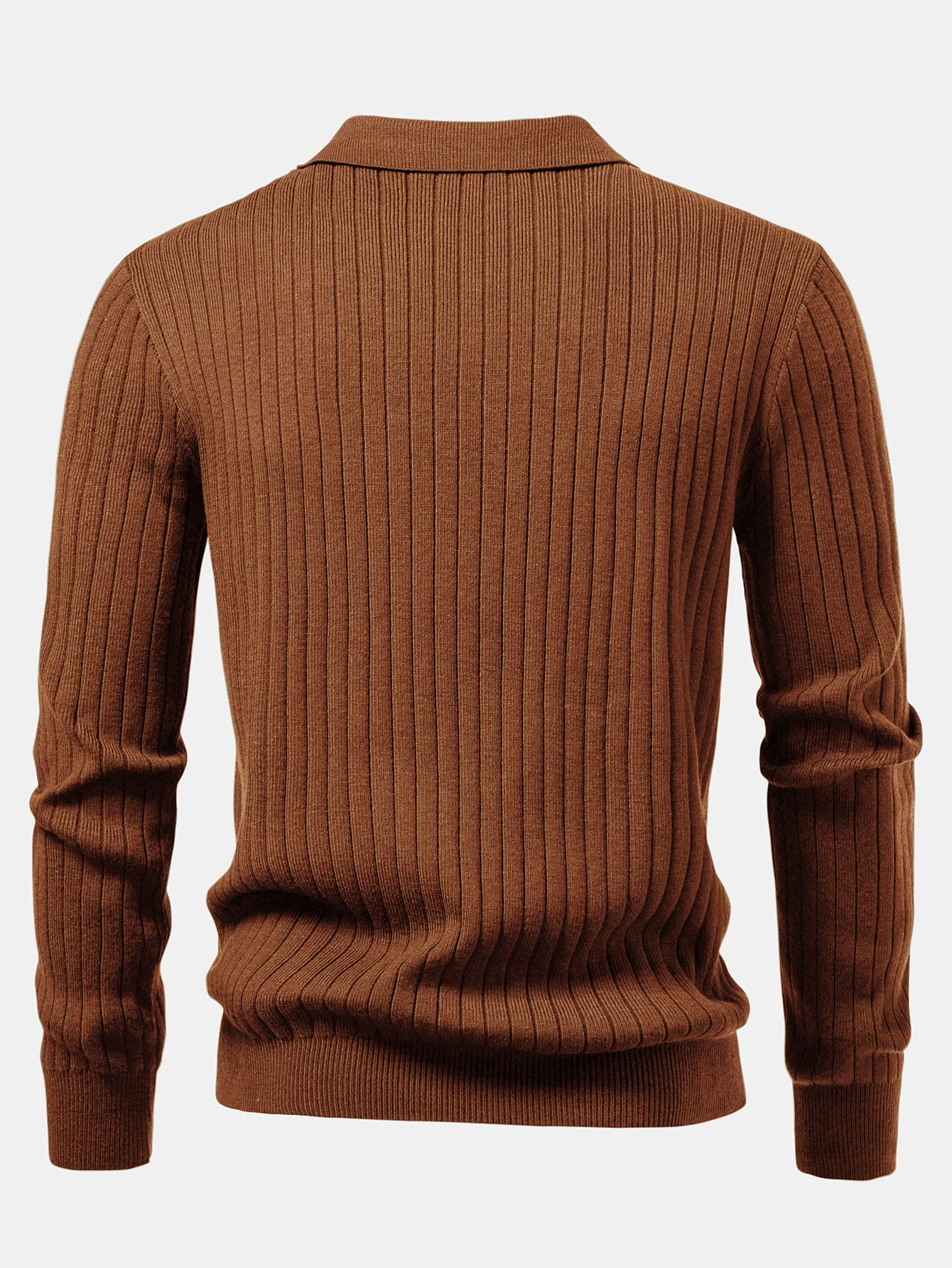 Langarm Rippstrick Johnny Kragen Poloshirts Shirt - Image 2