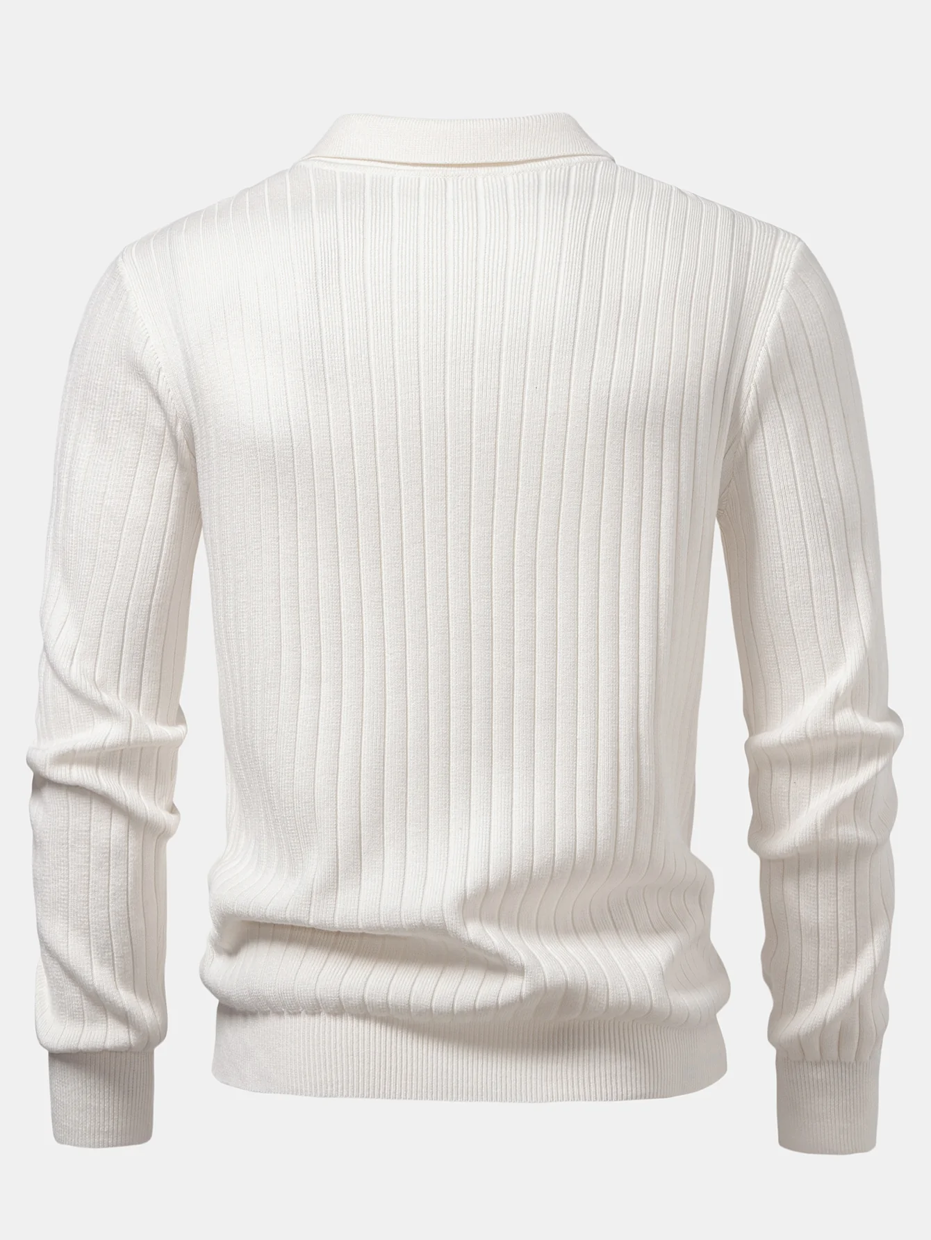 Langarm Rippstrick Johnny Kragen Poloshirts Shirt - Image 4