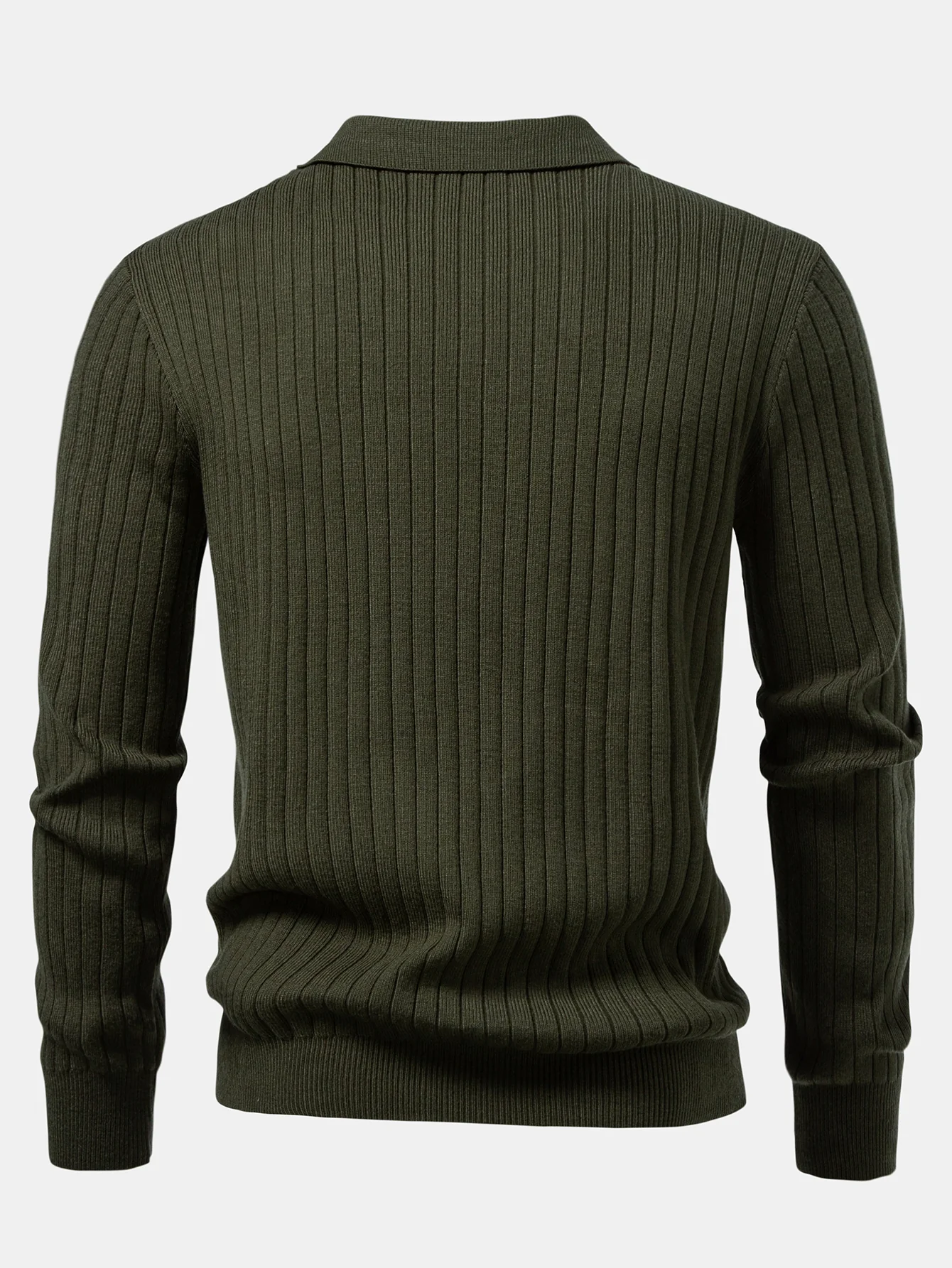Langarm Rippstrick Johnny Kragen Poloshirts Shirt - Image 6