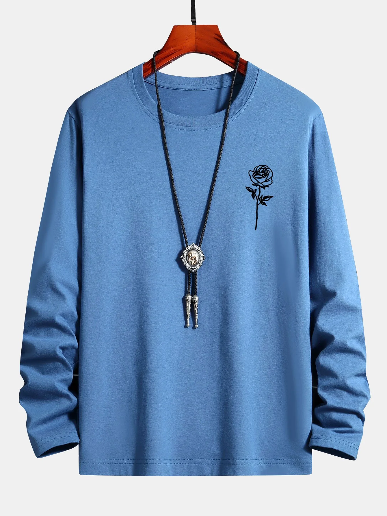 Langarm-Rosenmuster Baumwoll-T-Shirt - Image 10