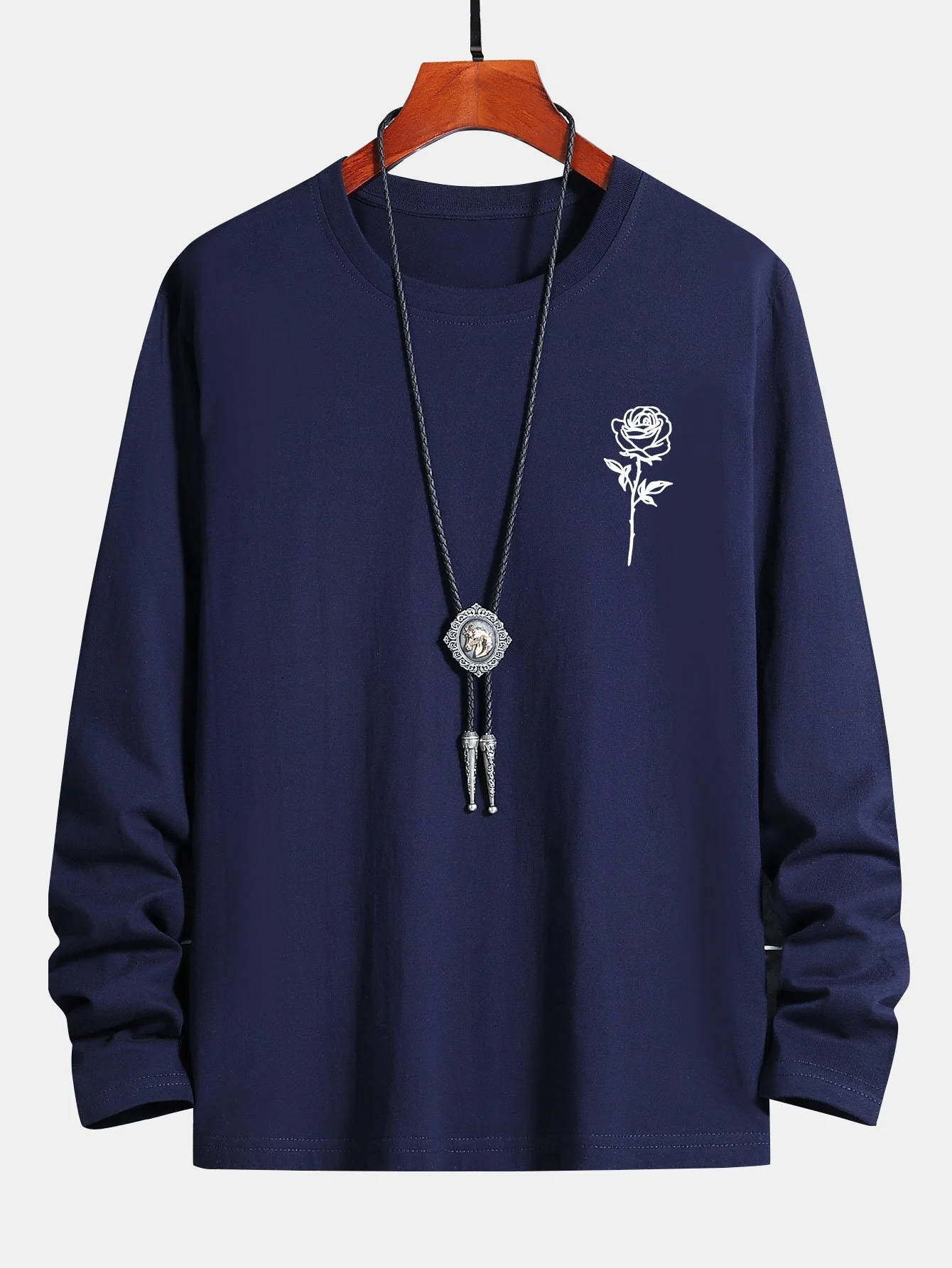 Langarm-Rosenmuster Baumwoll-T-Shirt - Image 4