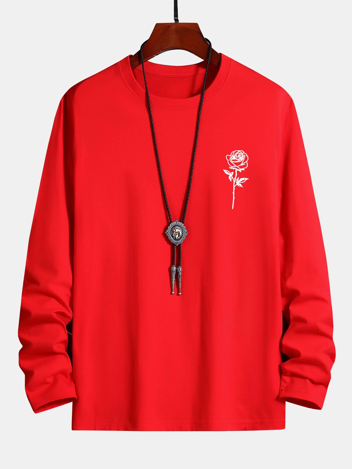 Langarm-Rosenmuster Baumwoll-T-Shirt - Image 5
