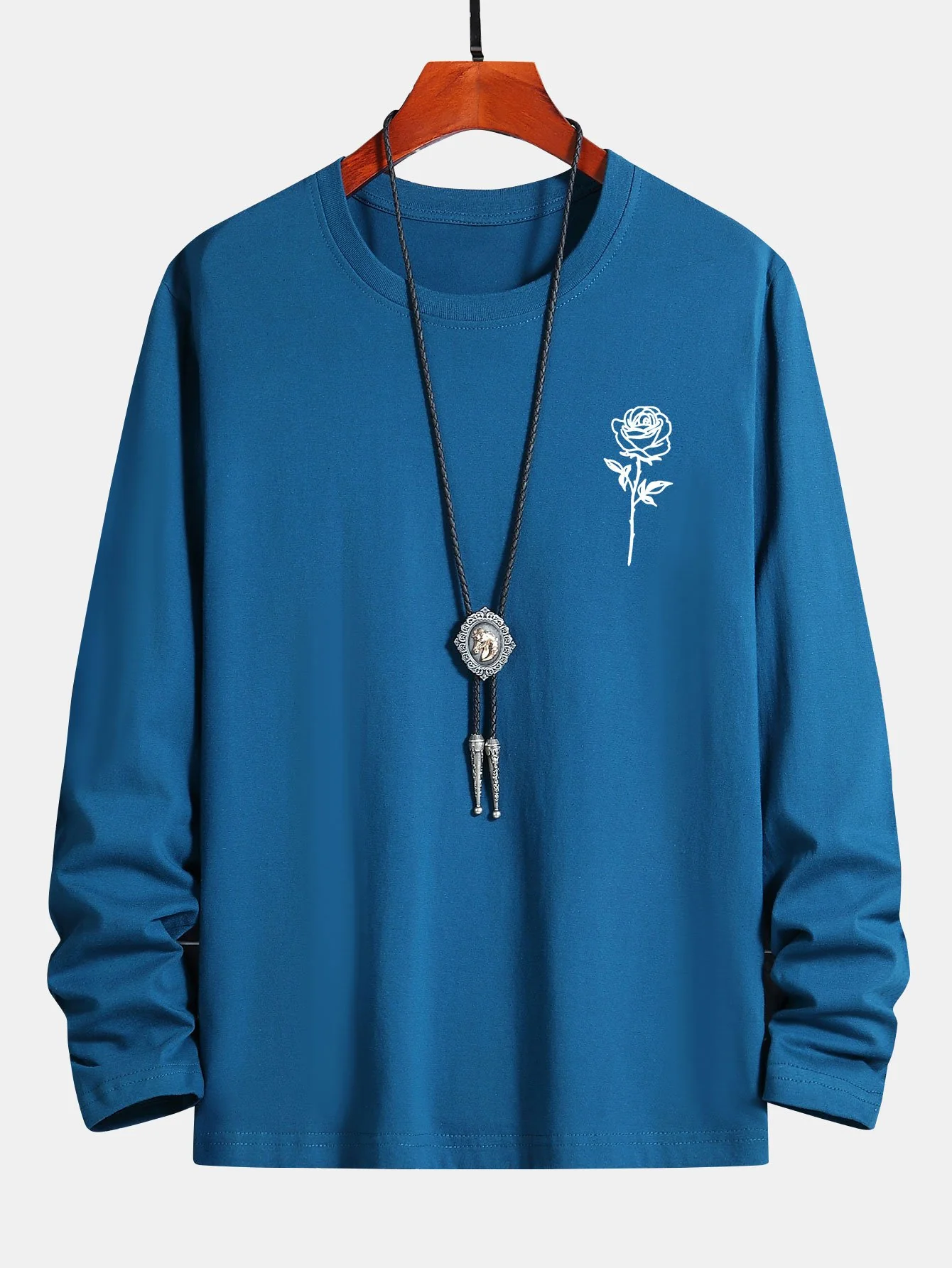 Langarm-Rosenmuster Baumwoll-T-Shirt - Image 9