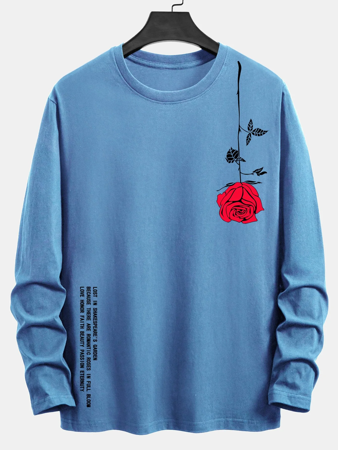 Langarm-Rose-Slogan-Druck Baumwoll-T-Shirt - Image 10