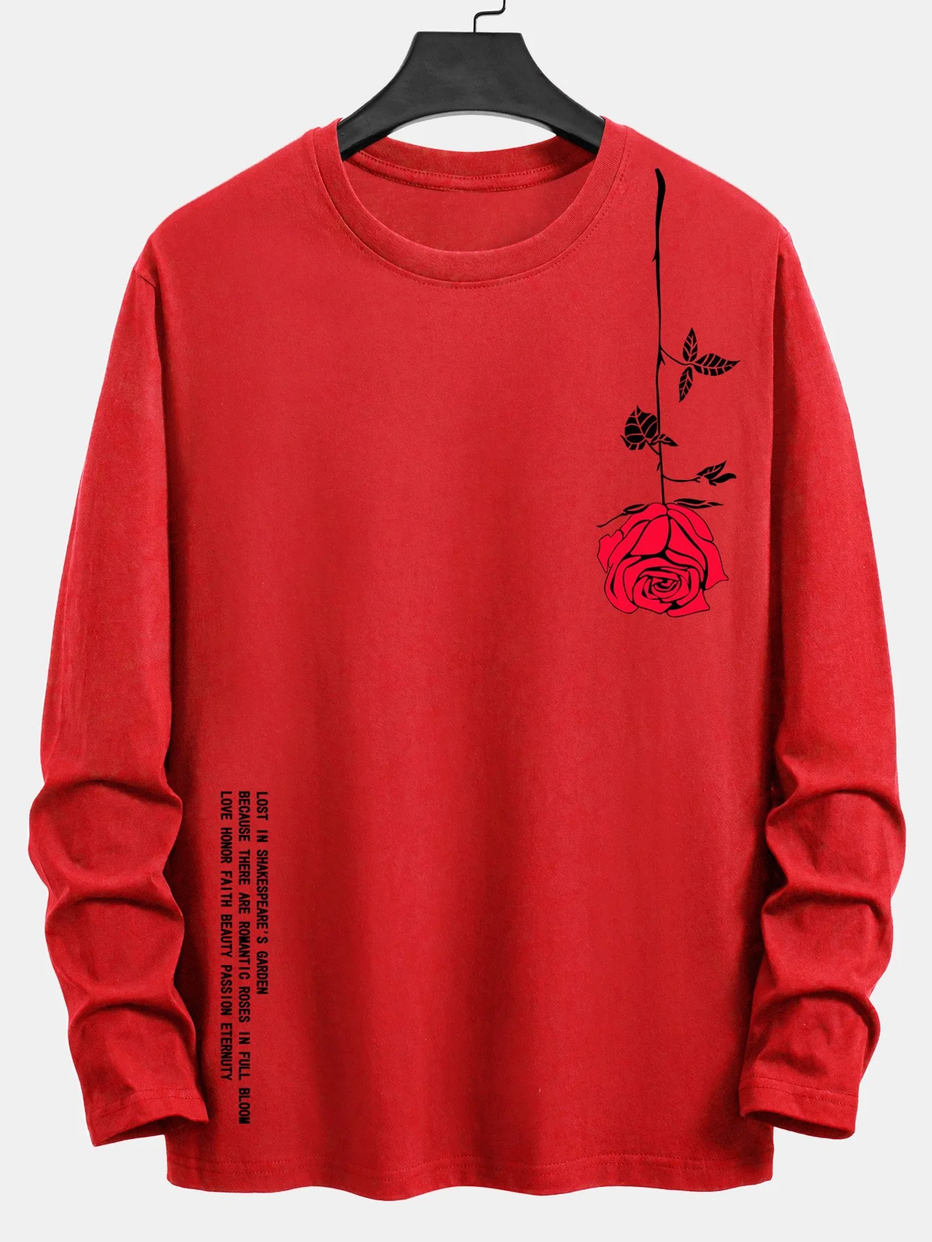 Langarm-Rose-Slogan-Druck Baumwoll-T-Shirt - Image 11