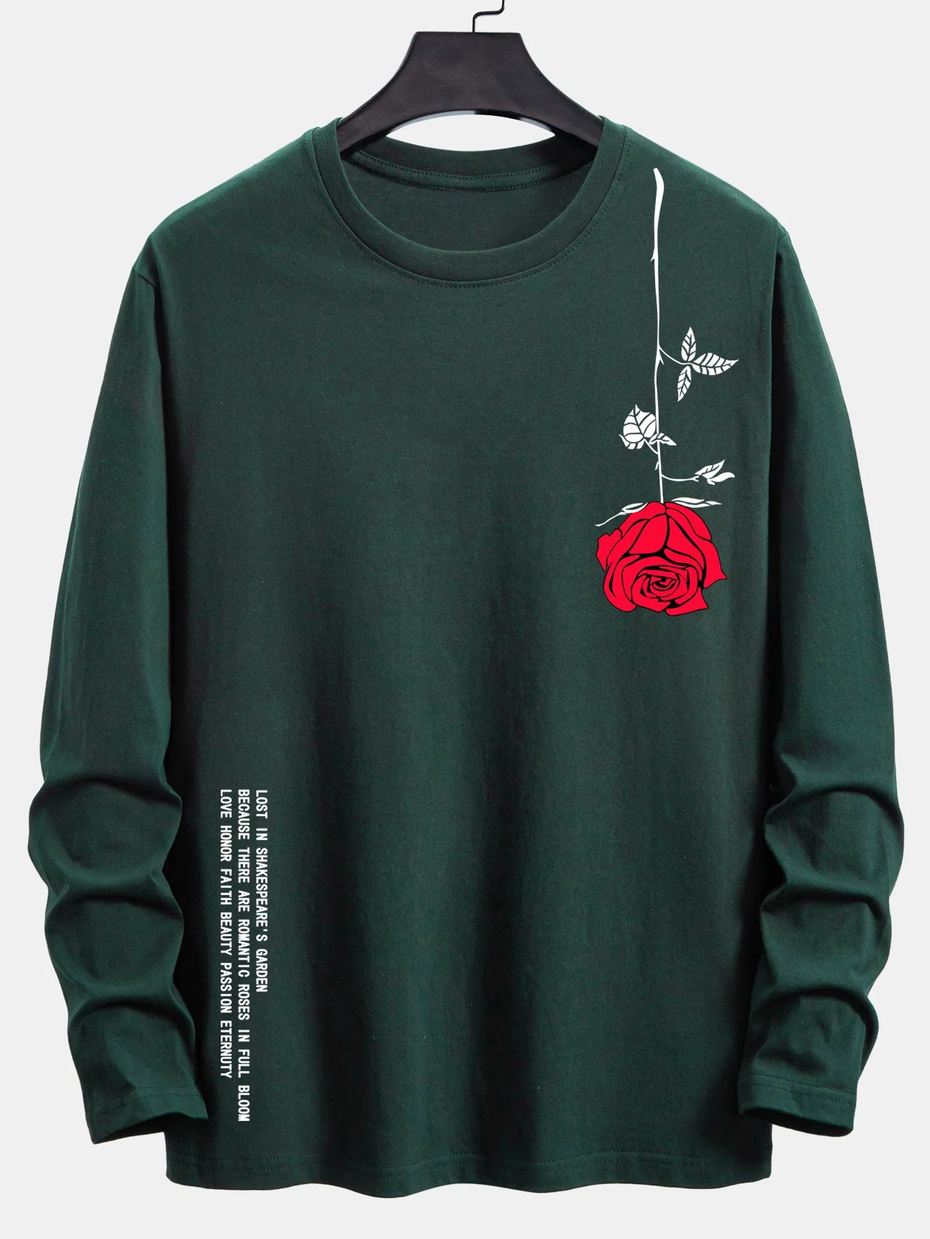 Langarm-Rose-Slogan-Druck Baumwoll-T-Shirt - Image 2
