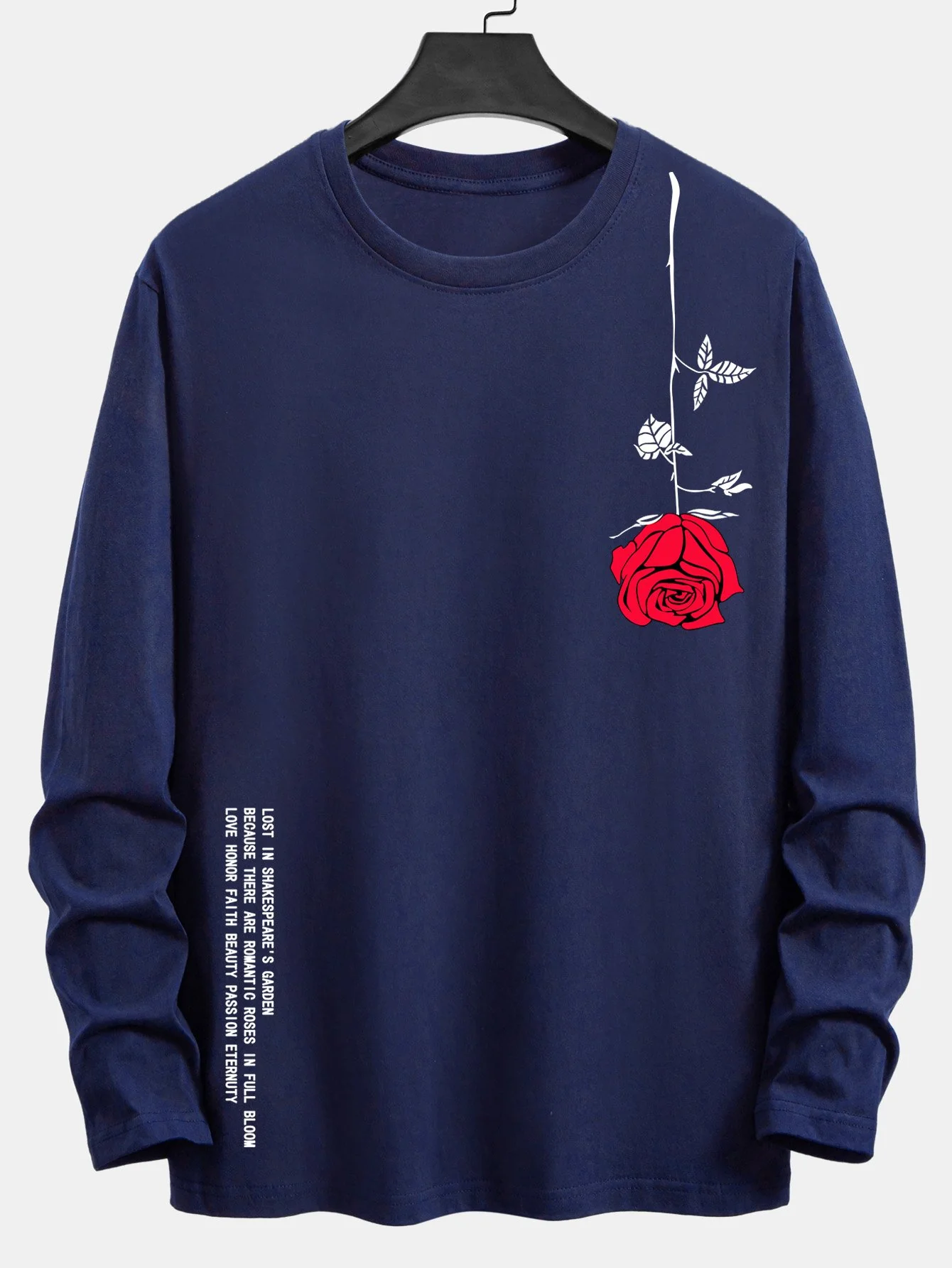 Langarm-Rose-Slogan-Druck Baumwoll-T-Shirt - Image 4