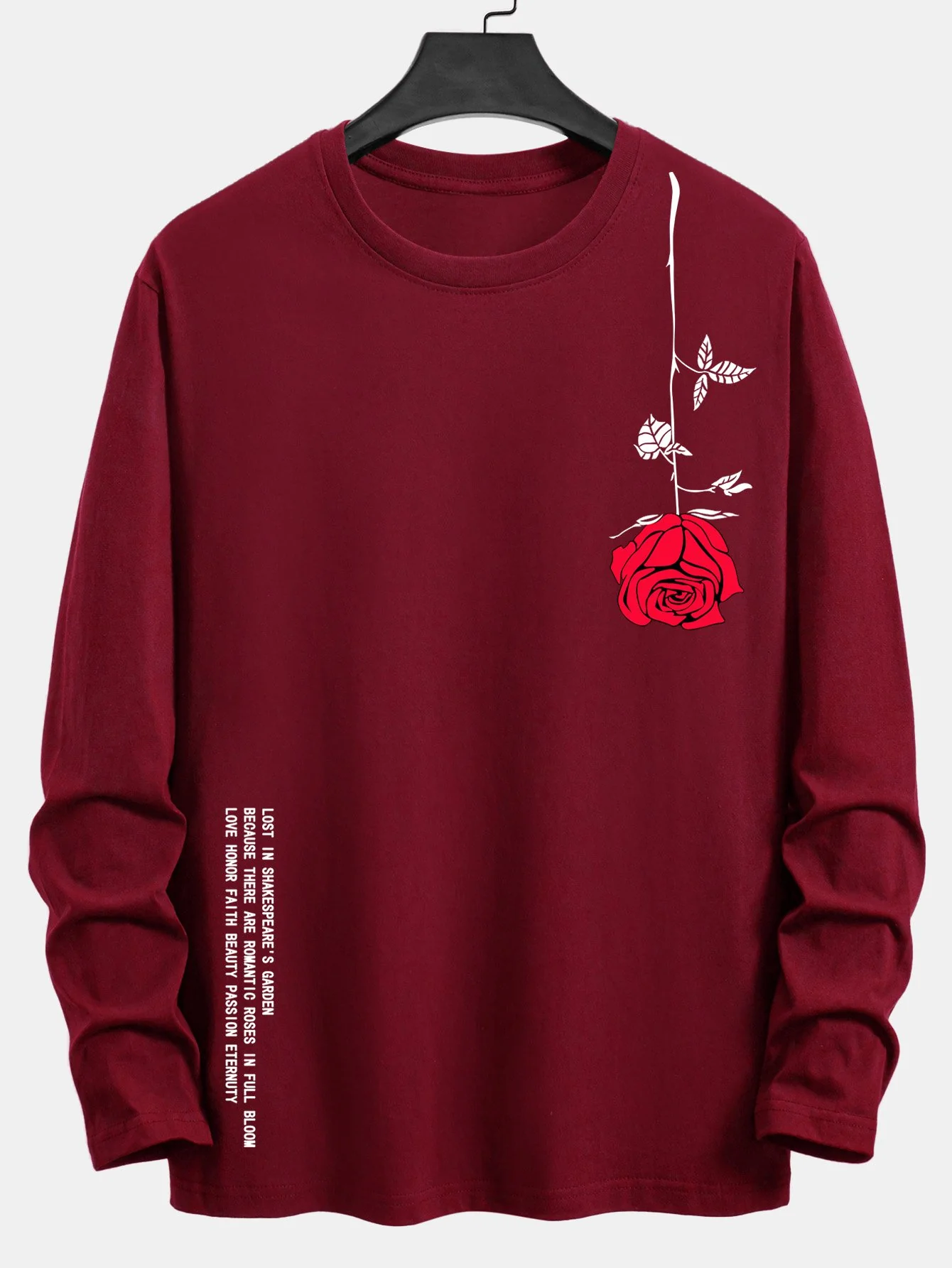Langarm-Rose-Slogan-Druck Baumwoll-T-Shirt - Image 5