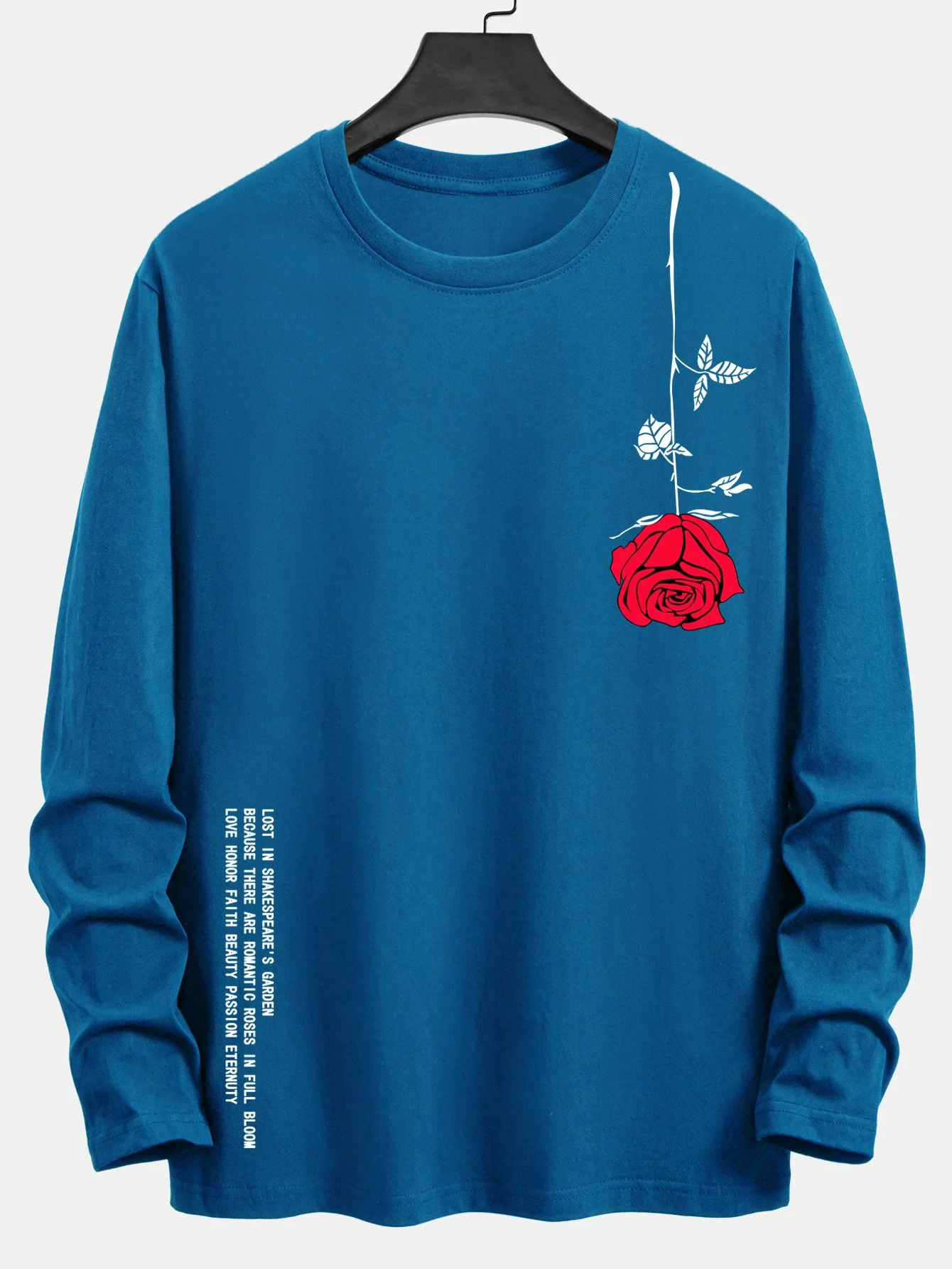 Langarm-Rose-Slogan-Druck Baumwoll-T-Shirt - Image 6
