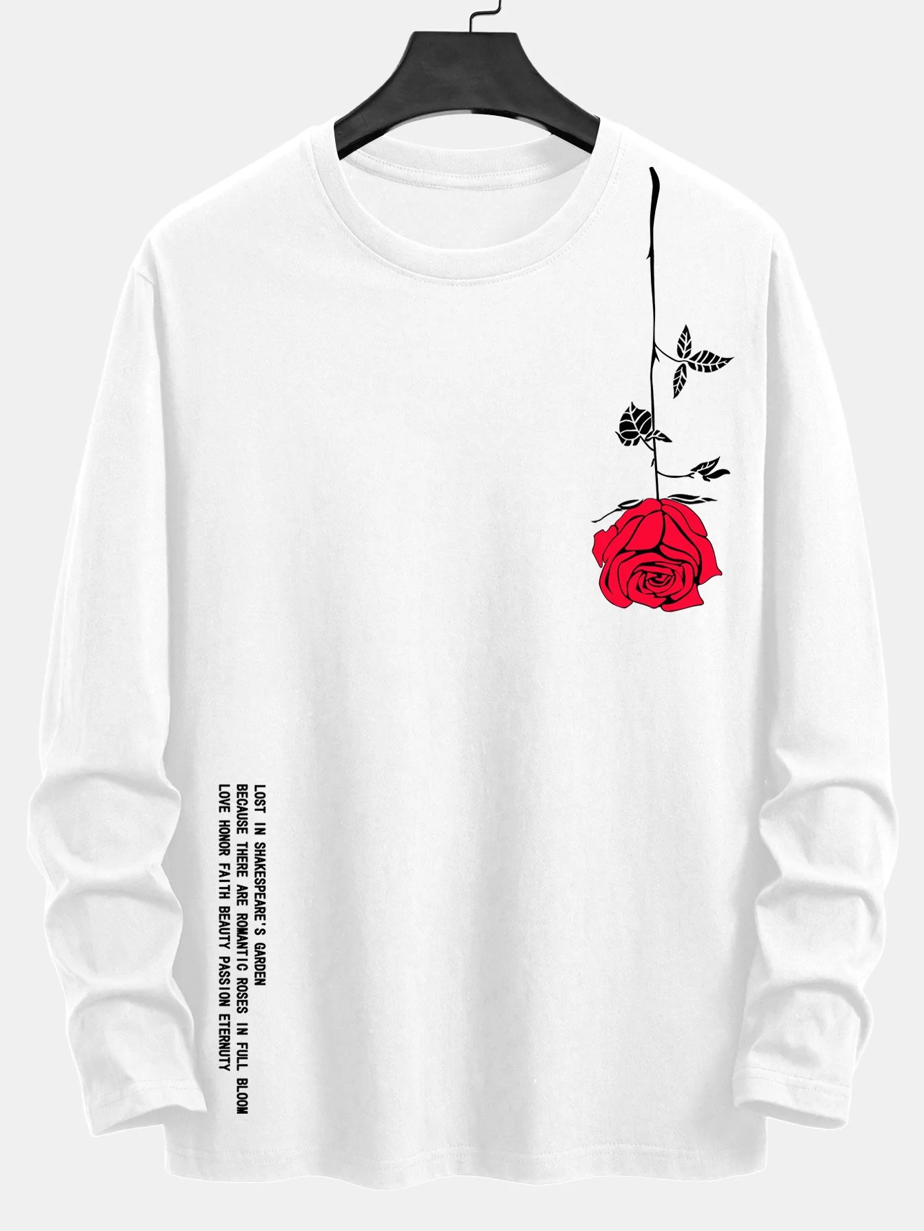 Langarm-Rose-Slogan-Druck Baumwoll-T-Shirt - Image 7