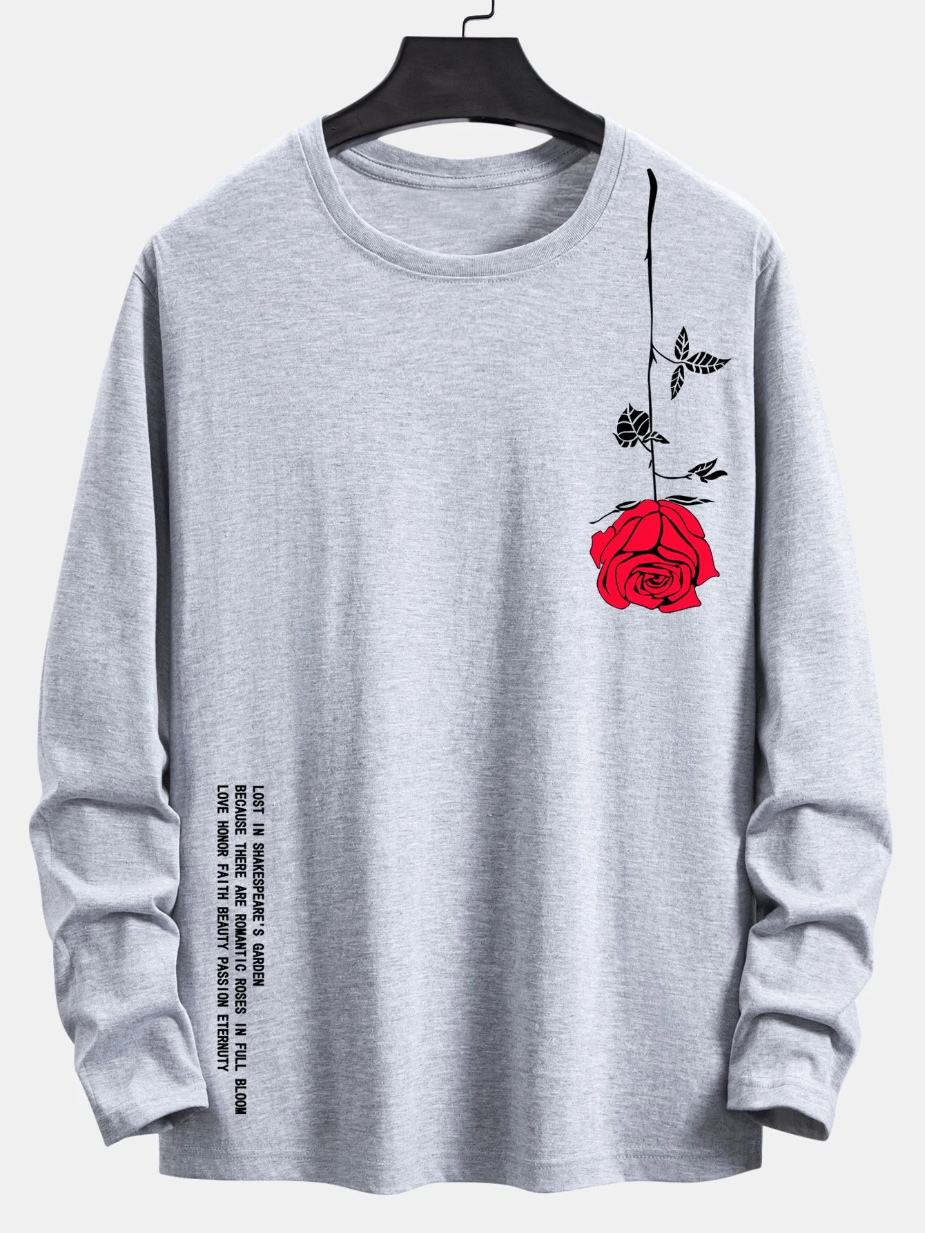 Langarm-Rose-Slogan-Druck Baumwoll-T-Shirt - Image 8