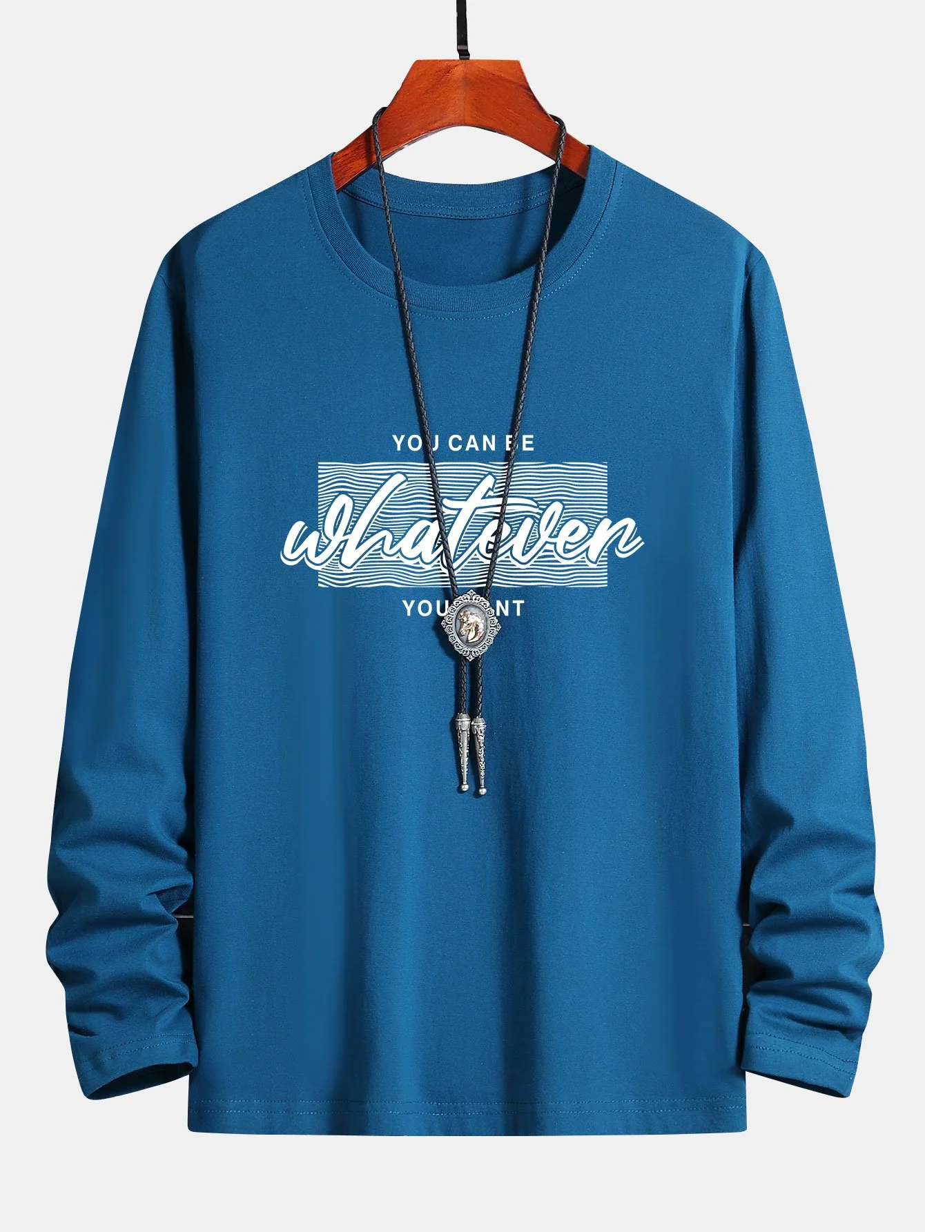 Langarm-Slogan-Print Baumwoll-T-Shirt - Image 10