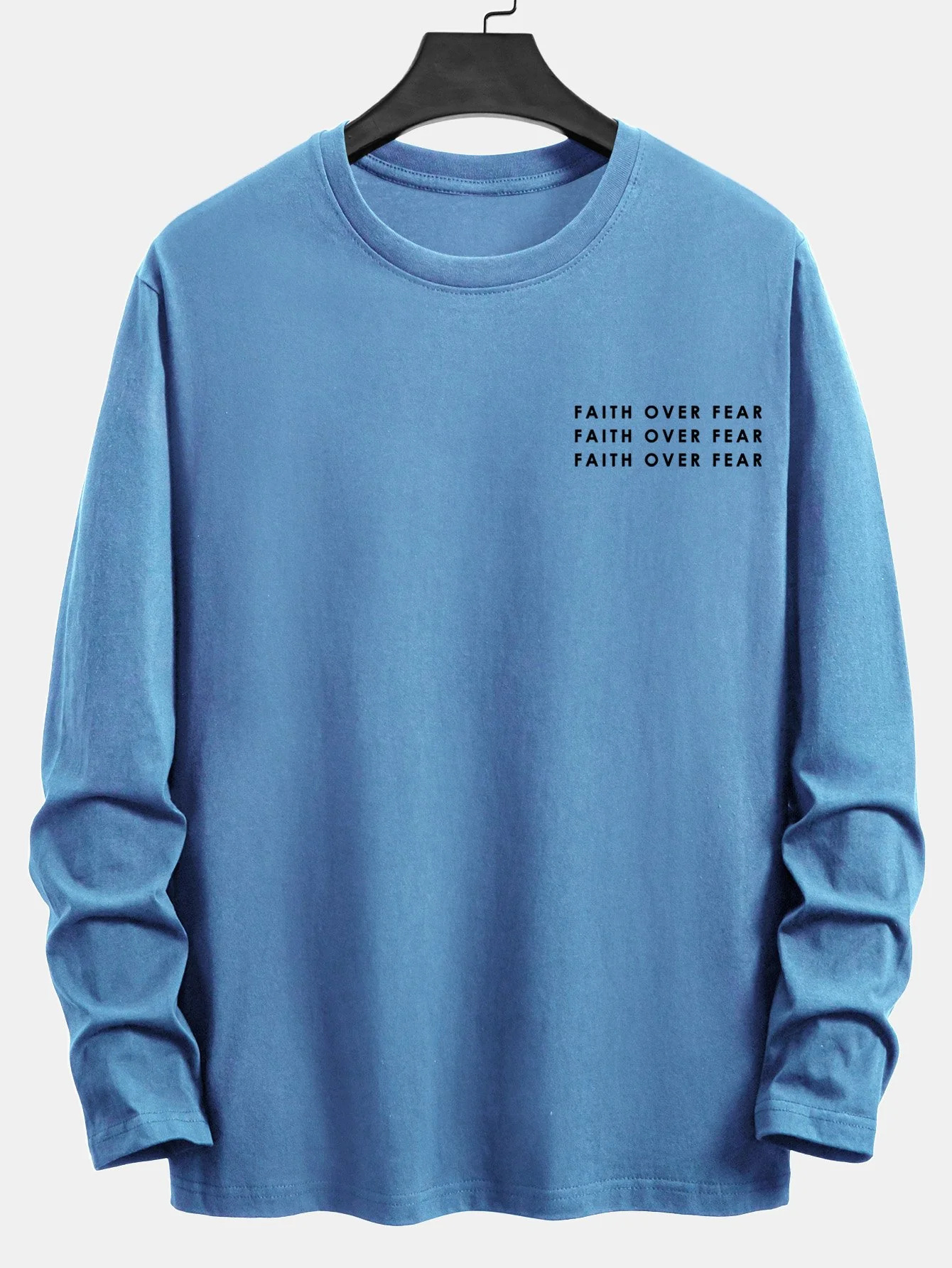 Langarm-Slogan-Print Baumwoll-T-Shirt - Image 10