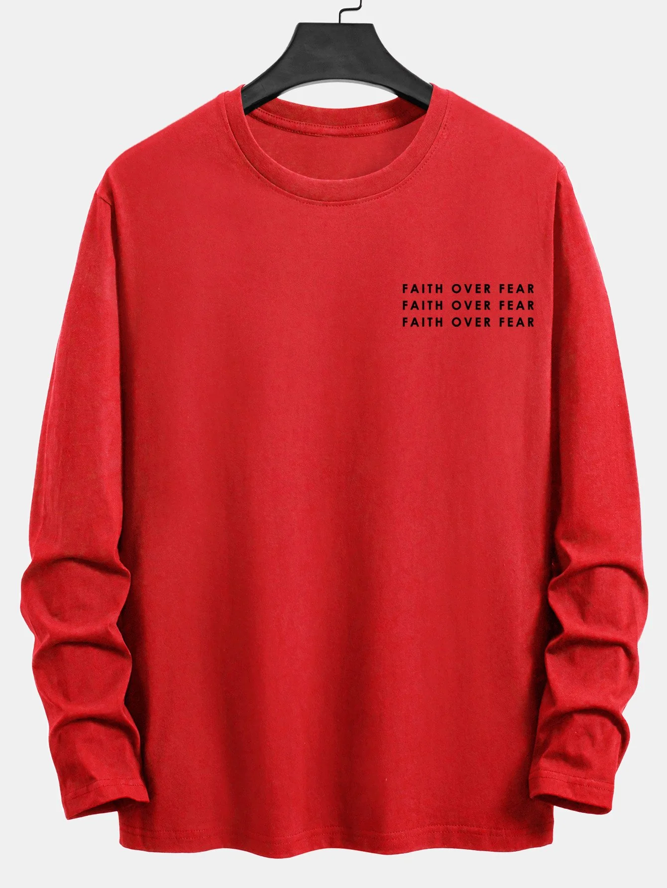 Langarm-Slogan-Print Baumwoll-T-Shirt - Image 11