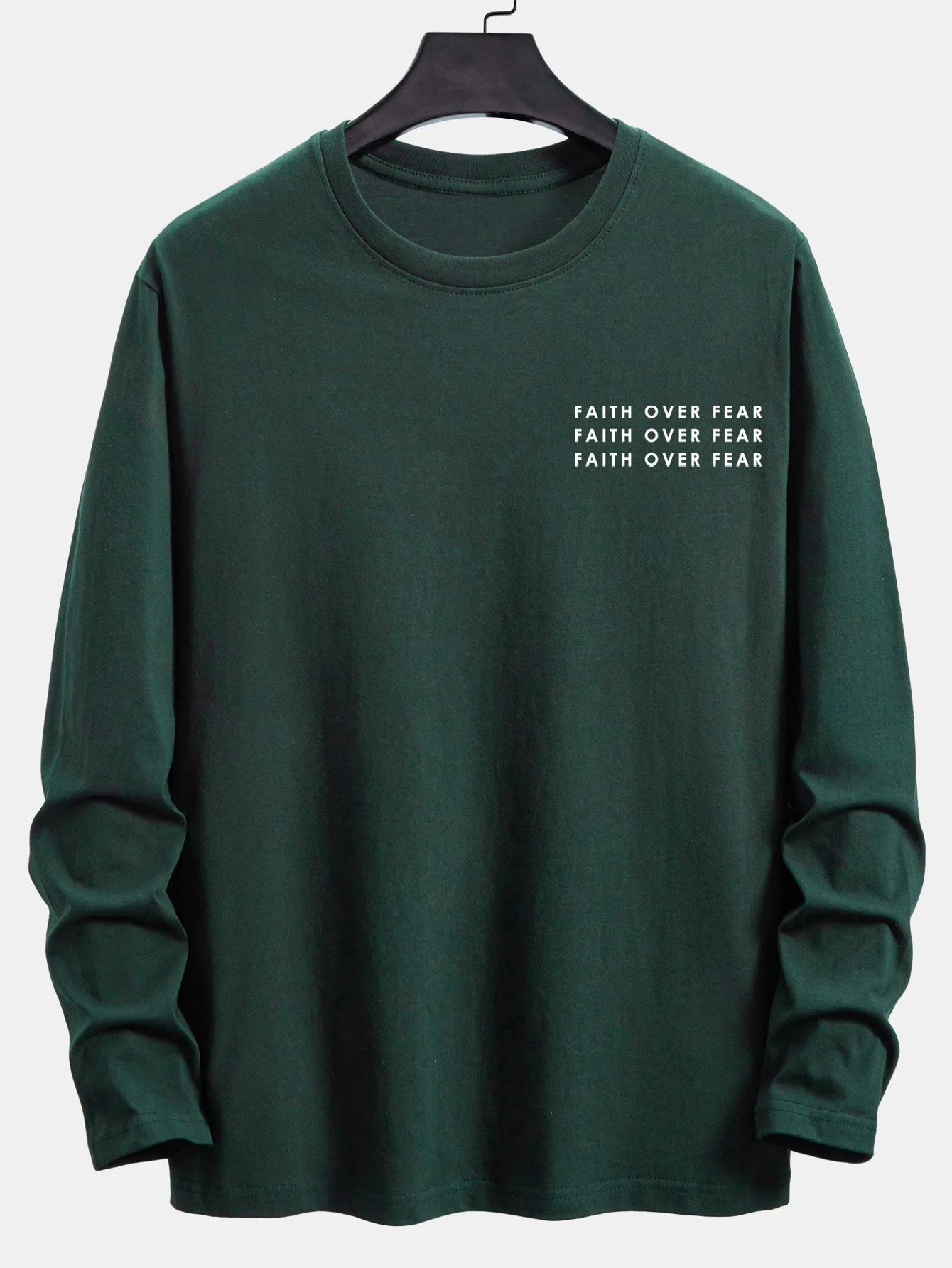 Langarm-Slogan-Print Baumwoll-T-Shirt - Image 3
