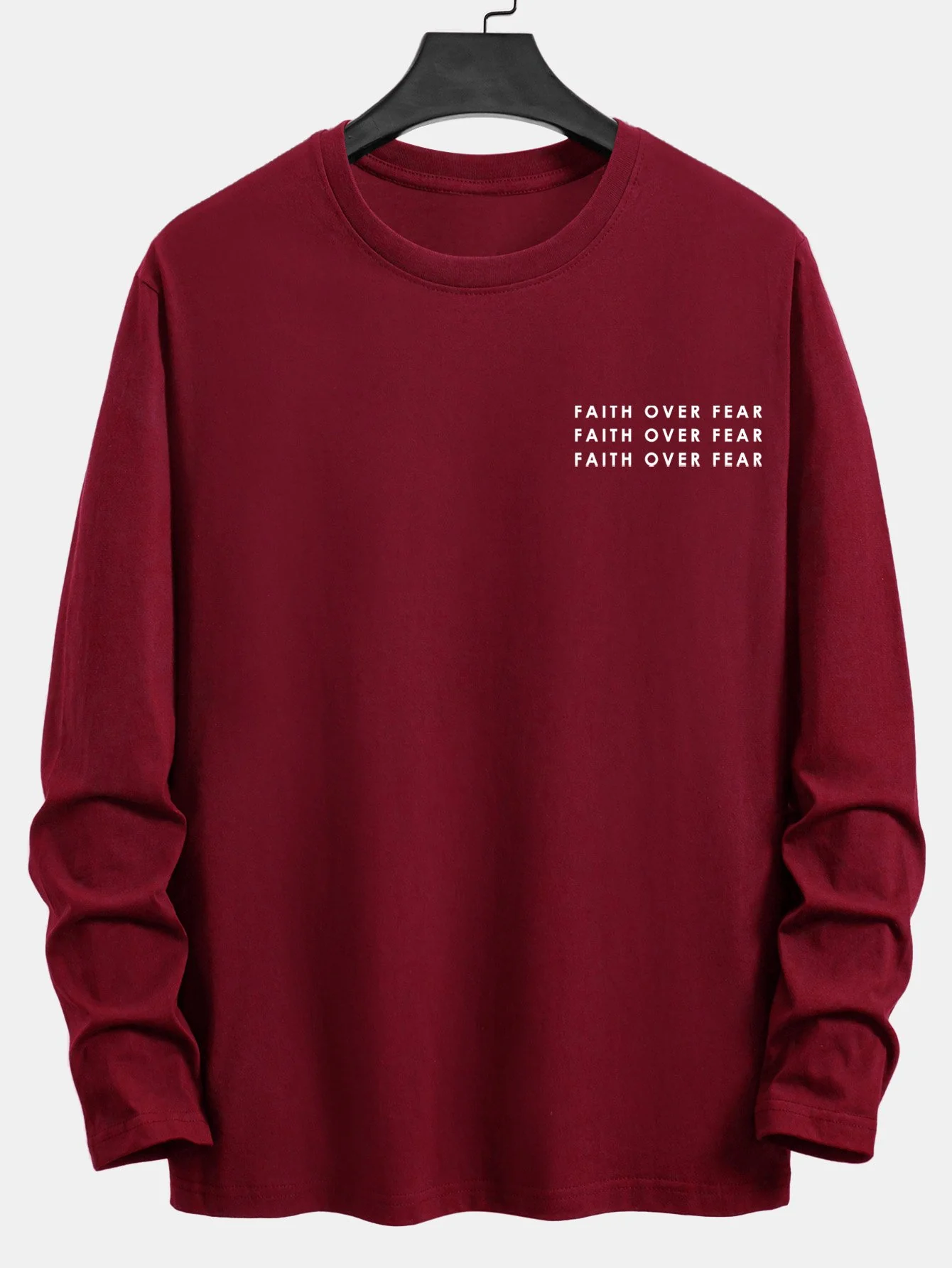 Langarm-Slogan-Print Baumwoll-T-Shirt - Image 6
