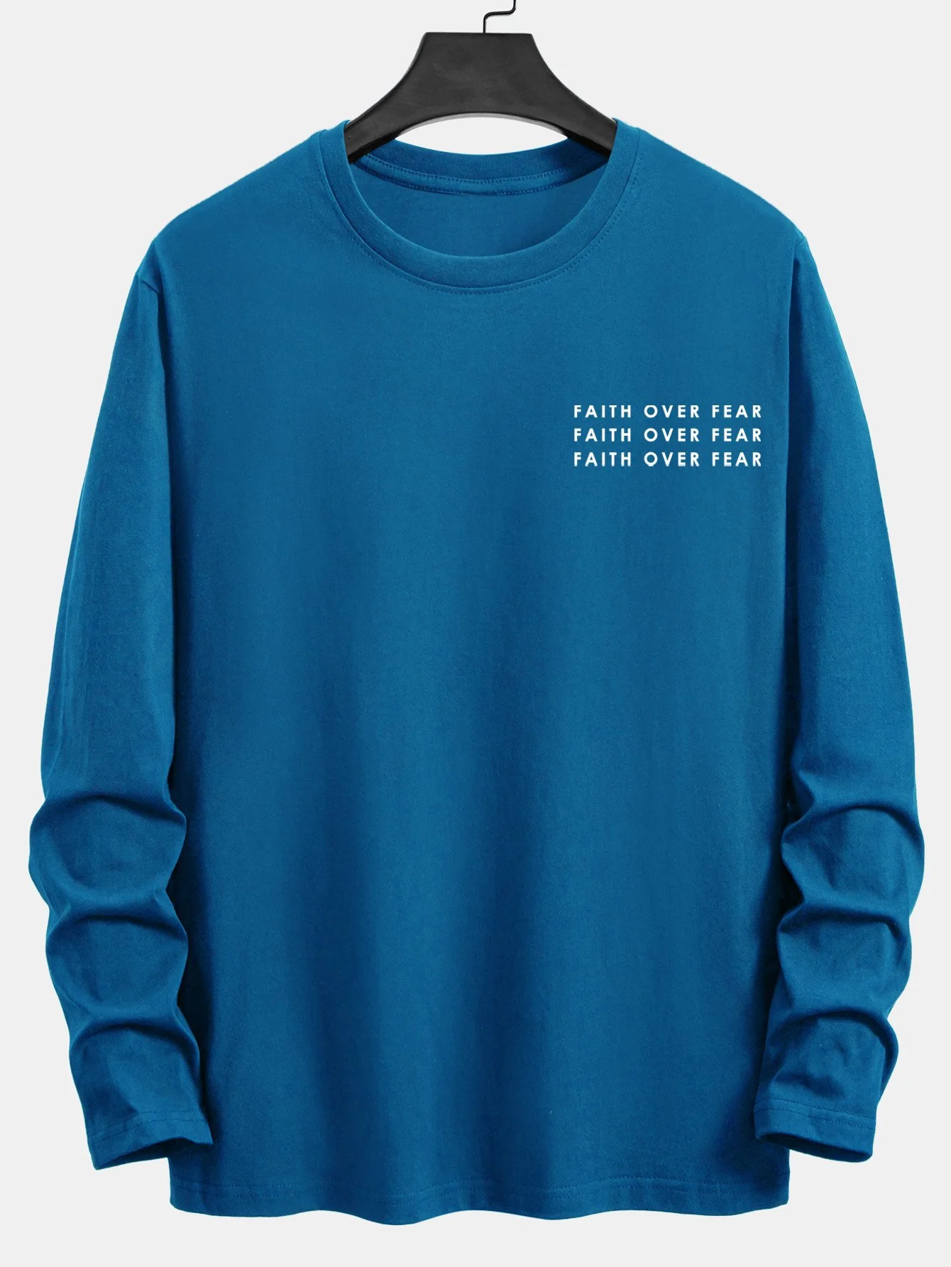 Langarm-Slogan-Print Baumwoll-T-Shirt - Image 7