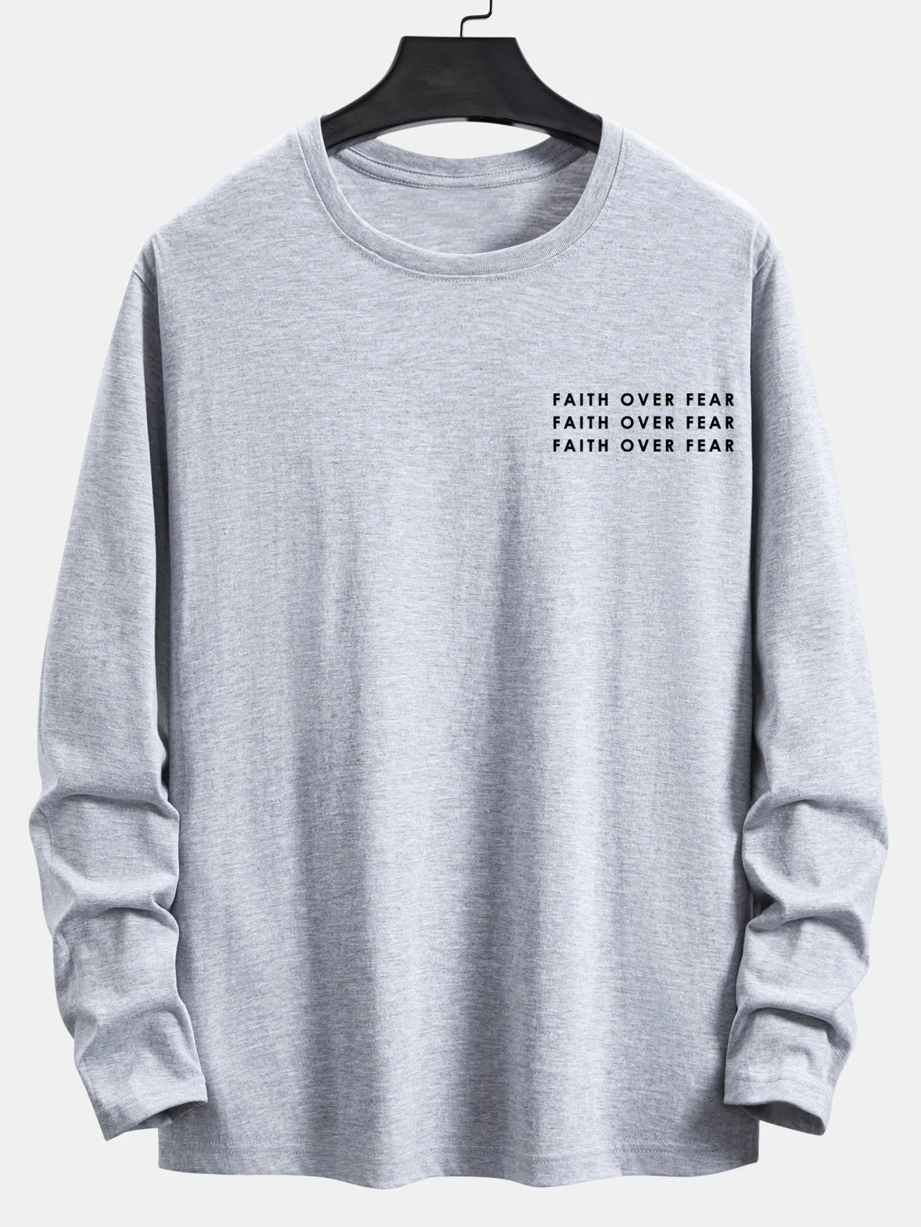 Langarm-Slogan-Print Baumwoll-T-Shirt - Image 8