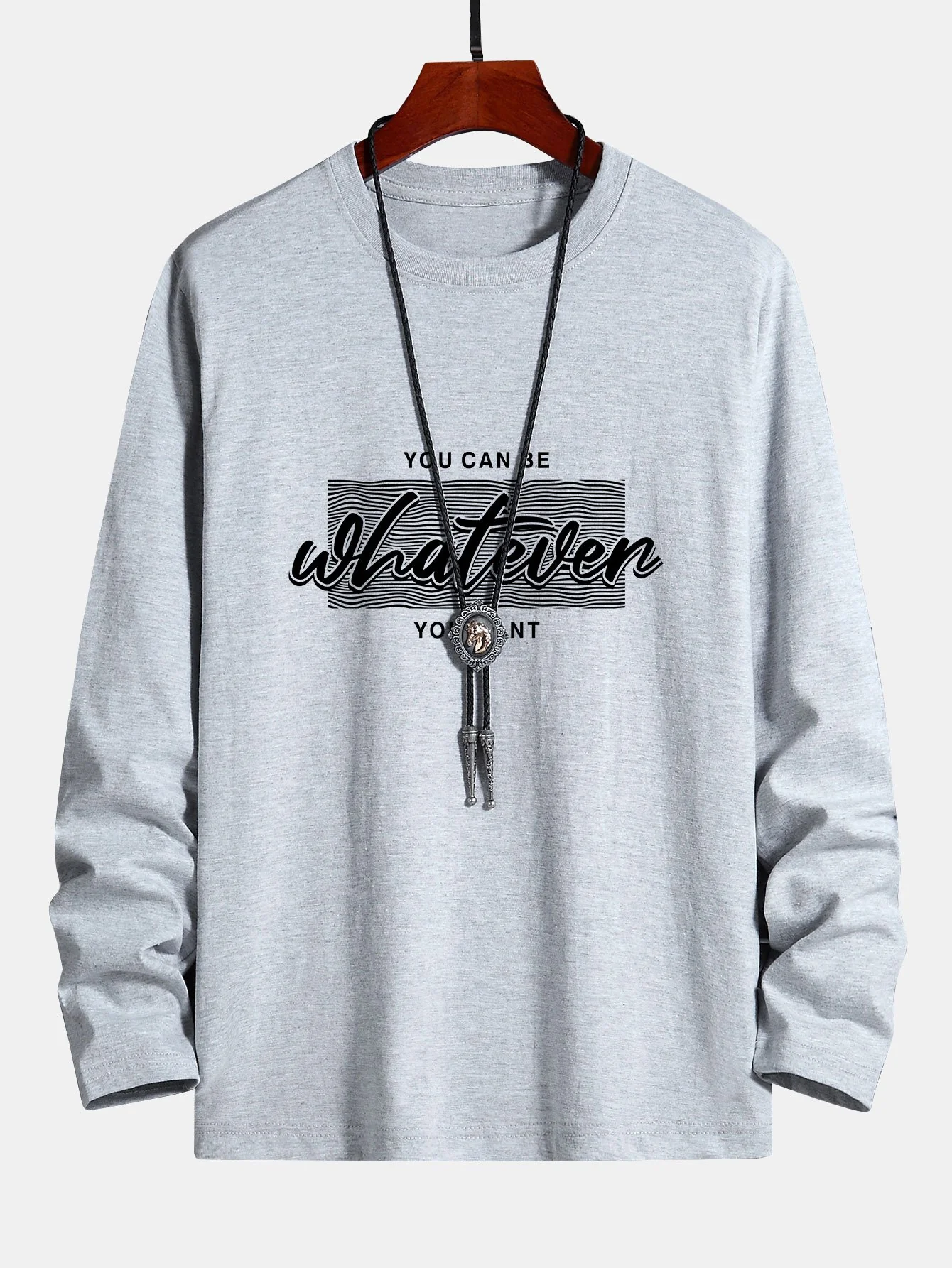 Langarm-Slogan-Print Baumwoll-T-Shirt - Image 7