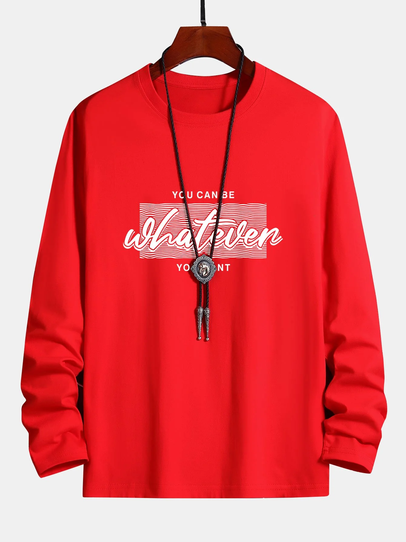 Langarm-Slogan-Print Baumwoll-T-Shirt - Image 8
