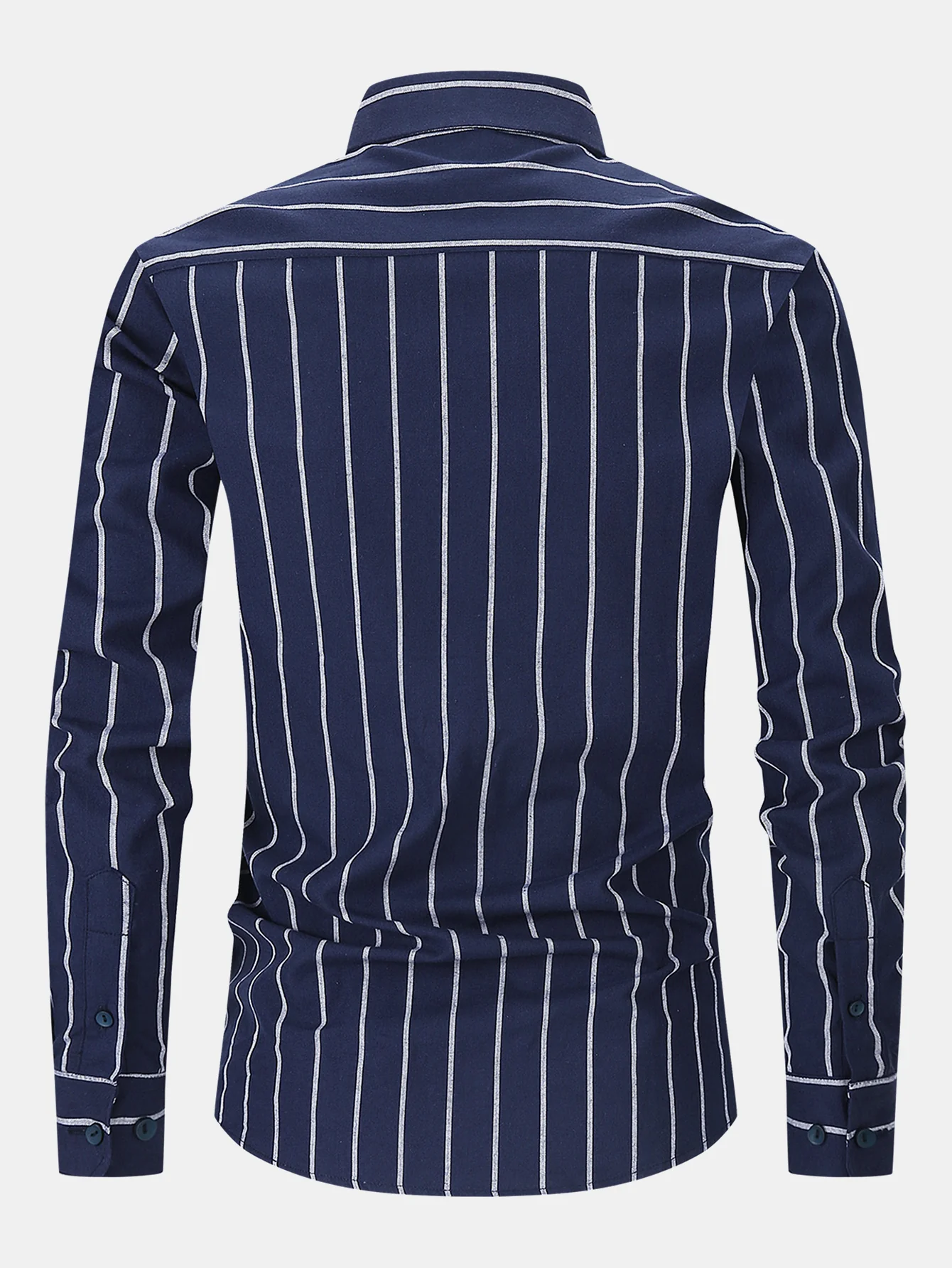 Langarm gestreiftes Baumwollhemd mit Knöpfen & schmal geschnittene, konisch zulaufende Hose - Image 3