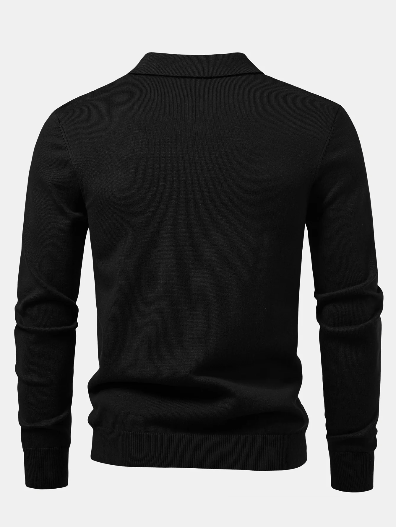 Langarm gestreiftes Strick-Poloshirt - Image 4