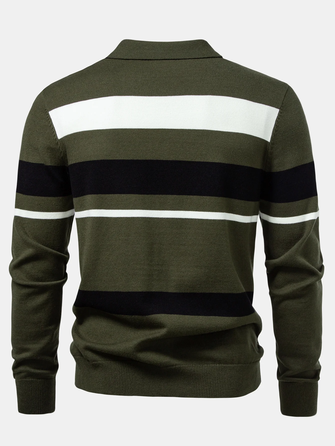 Langarm gestreiftes Strick-Poloshirt - Image 6