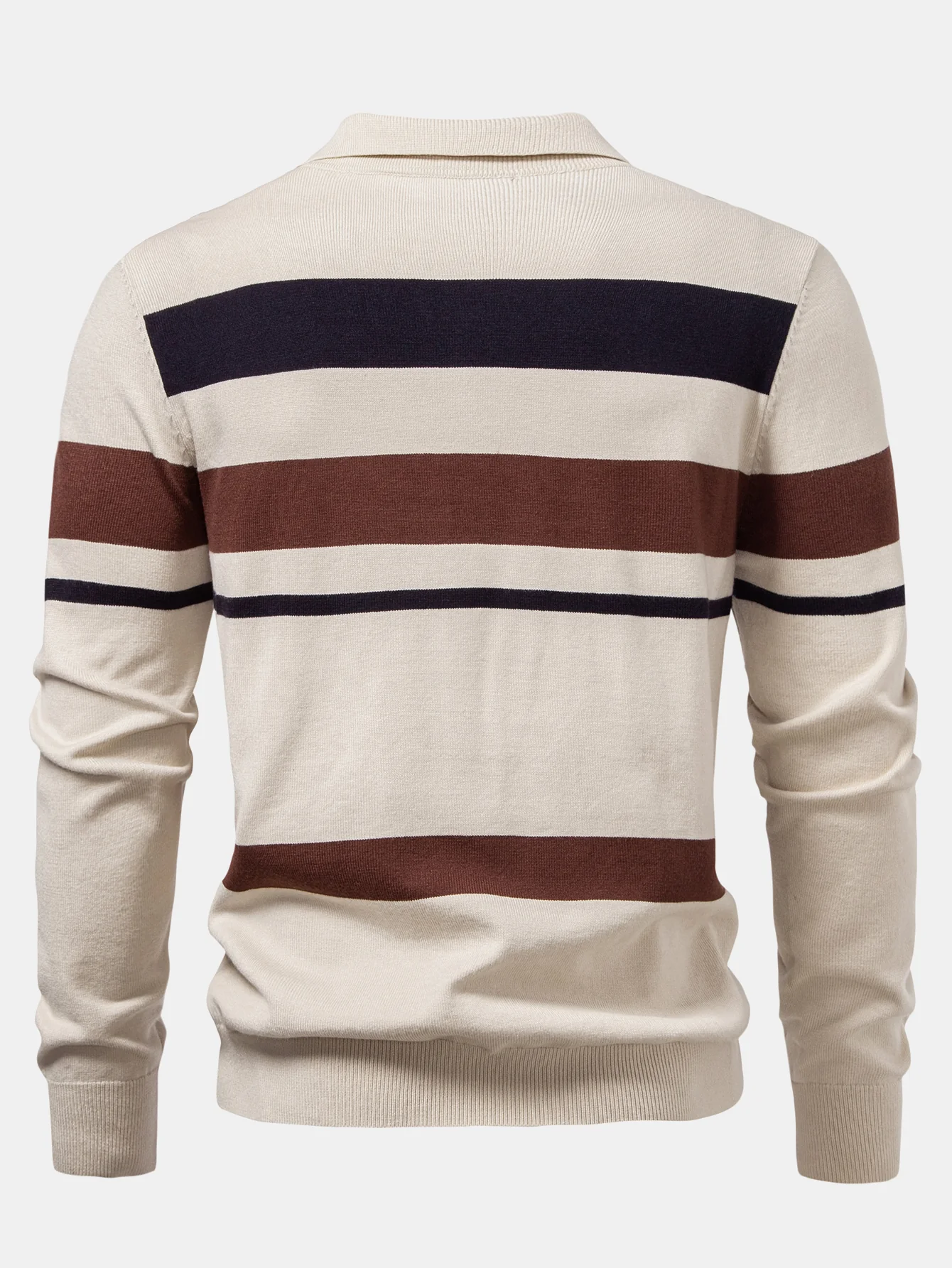 Langarm gestreiftes Strick-Poloshirt - Image 2