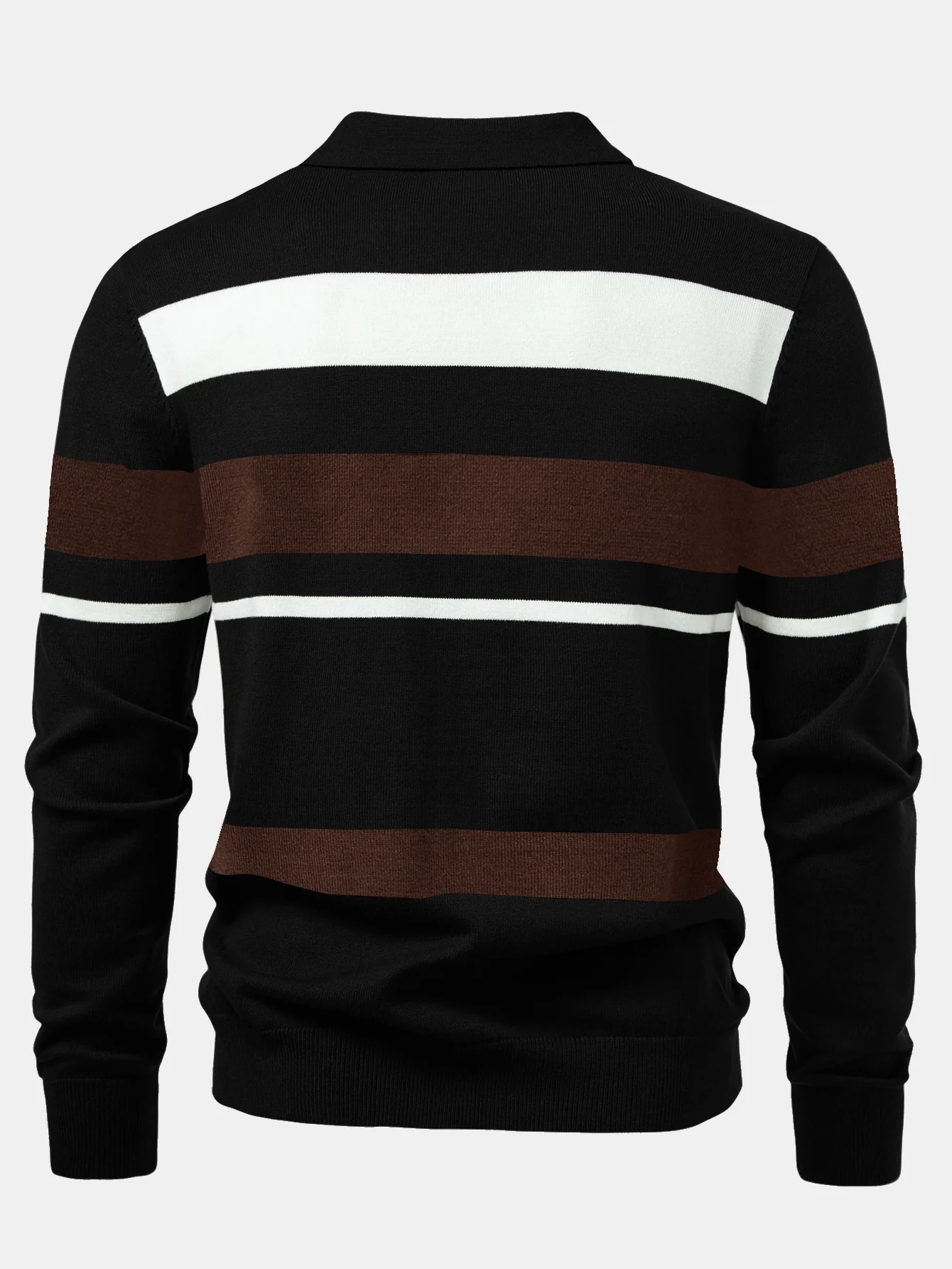 Langarm gestreiftes Strick-Poloshirt - Image 4