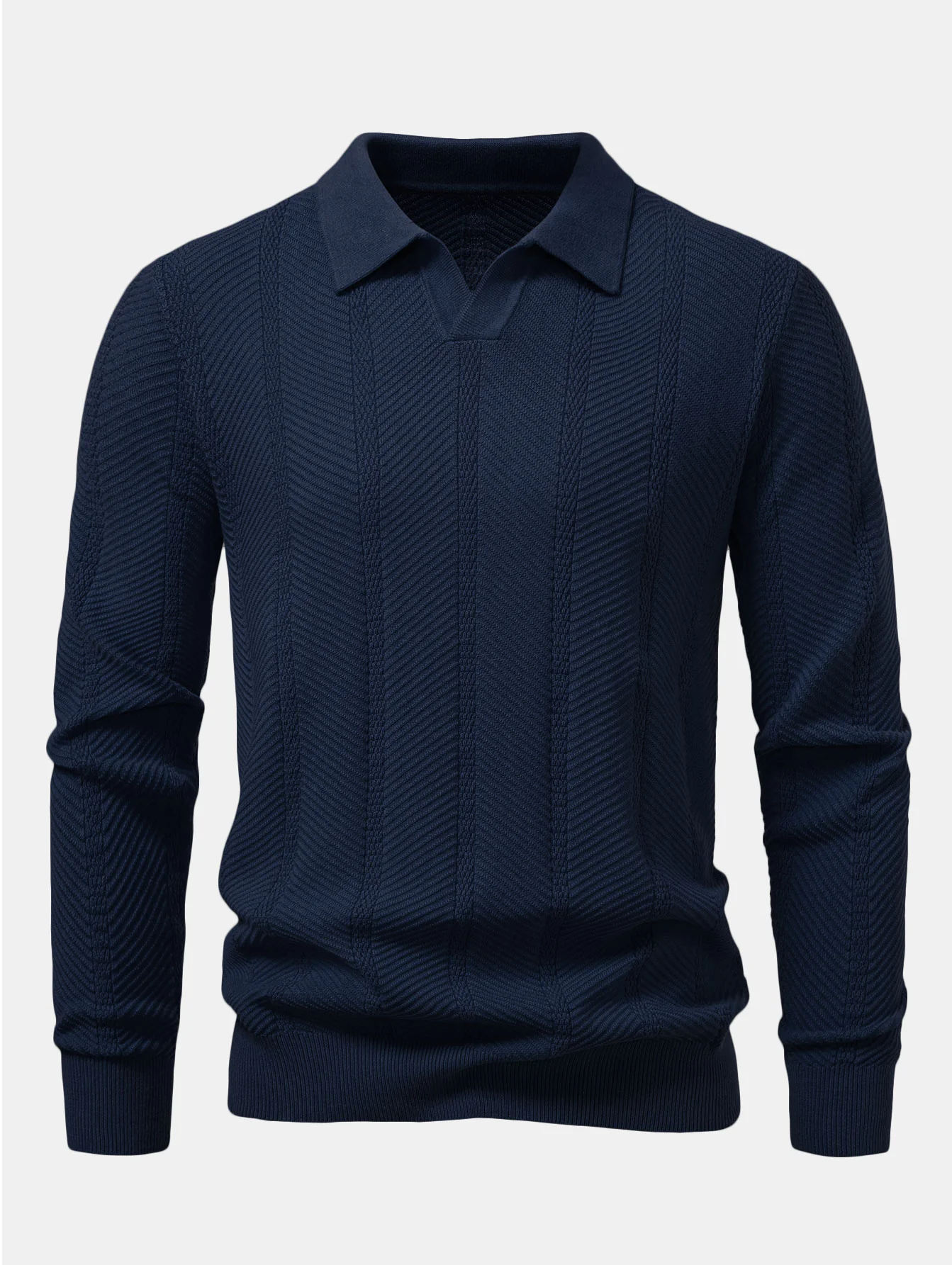 Langarm gestreiftes V-Ausschnitt Strick Poloshirts Shirt
