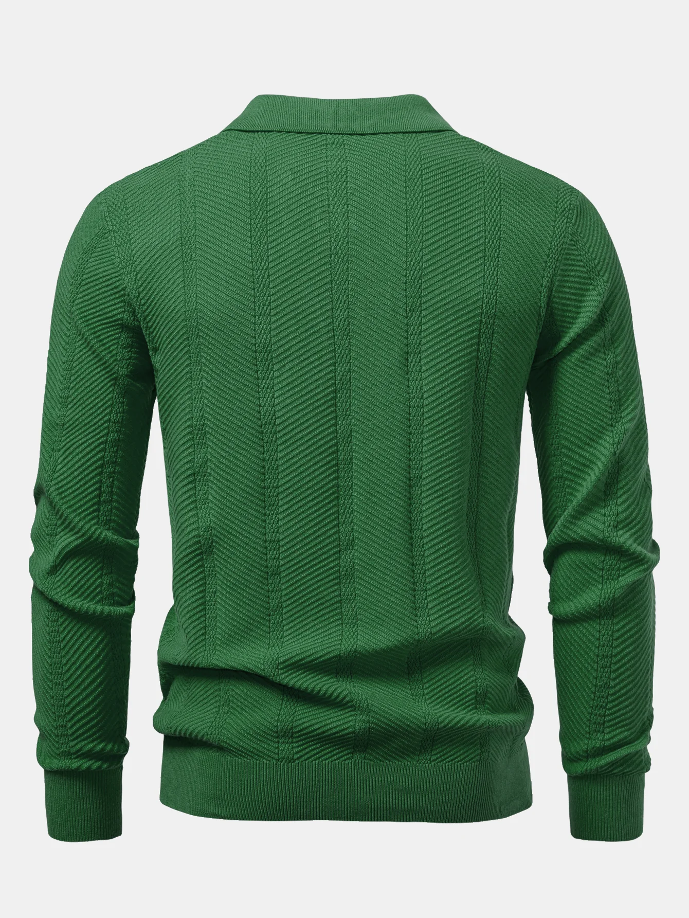 Langarm gestreiftes V-Ausschnitt Strick Poloshirts Shirt - Image 10