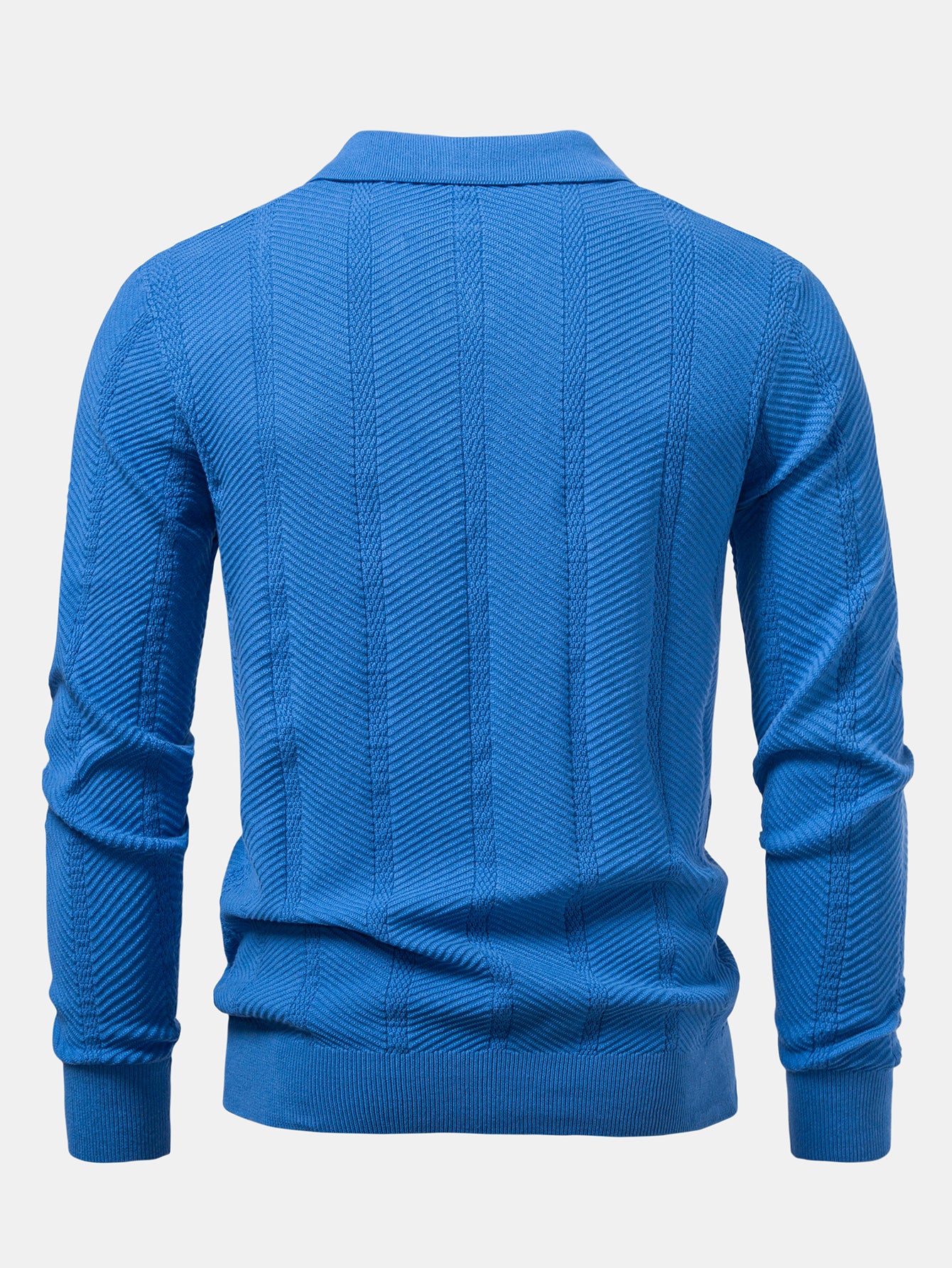 Langarm gestreiftes V-Ausschnitt Strick Poloshirts Shirt - Image 12