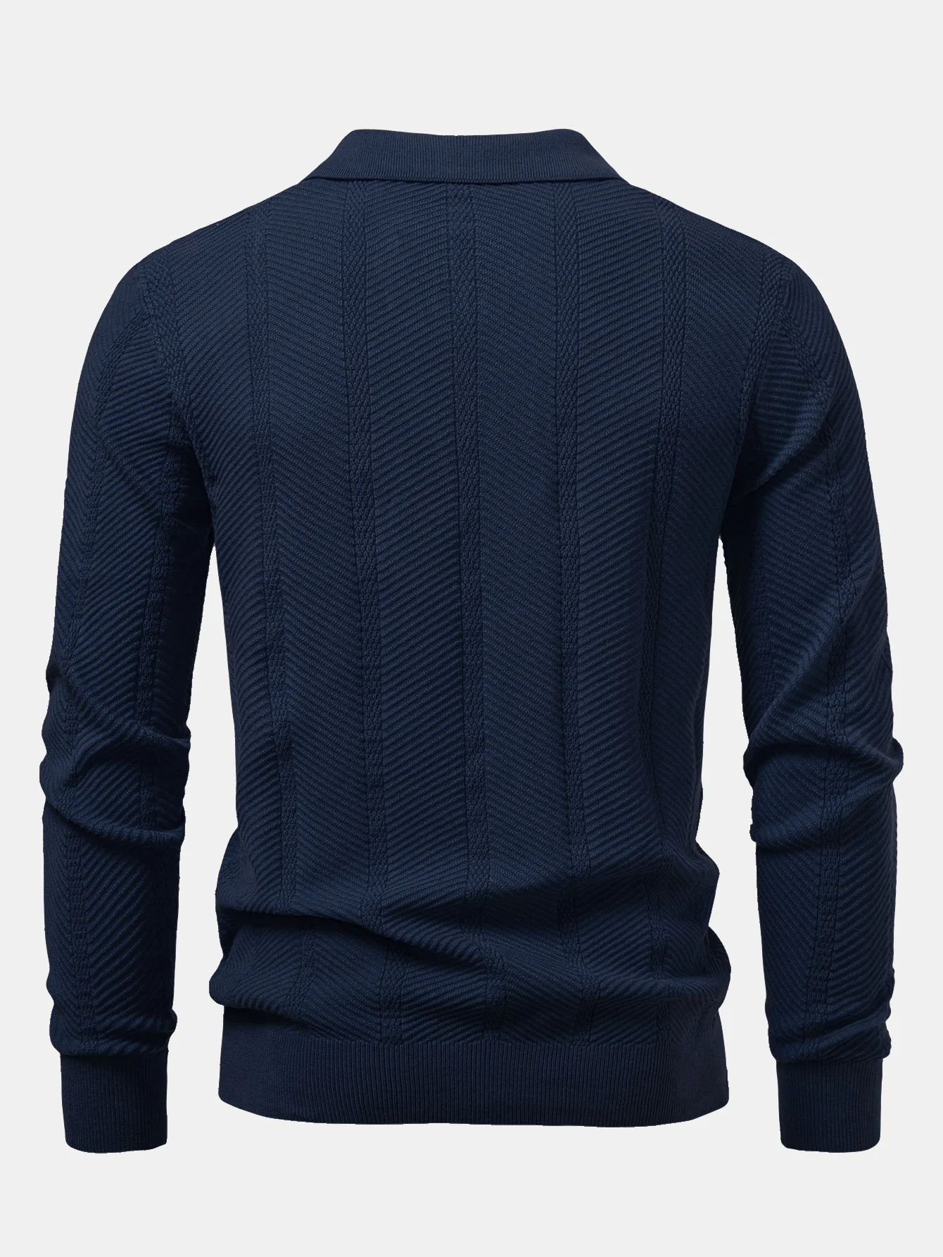 Langarm gestreiftes V-Ausschnitt Strick Poloshirts Shirt - Image 2