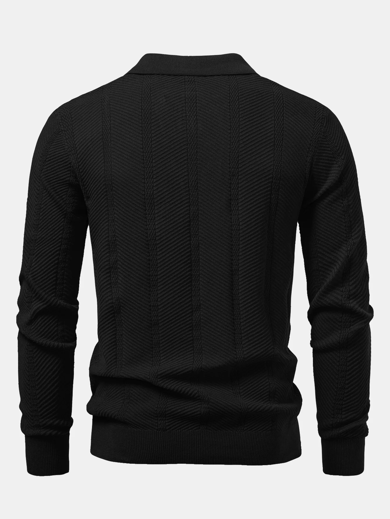 Langarm gestreiftes V-Ausschnitt Strick Poloshirts Shirt - Image 6