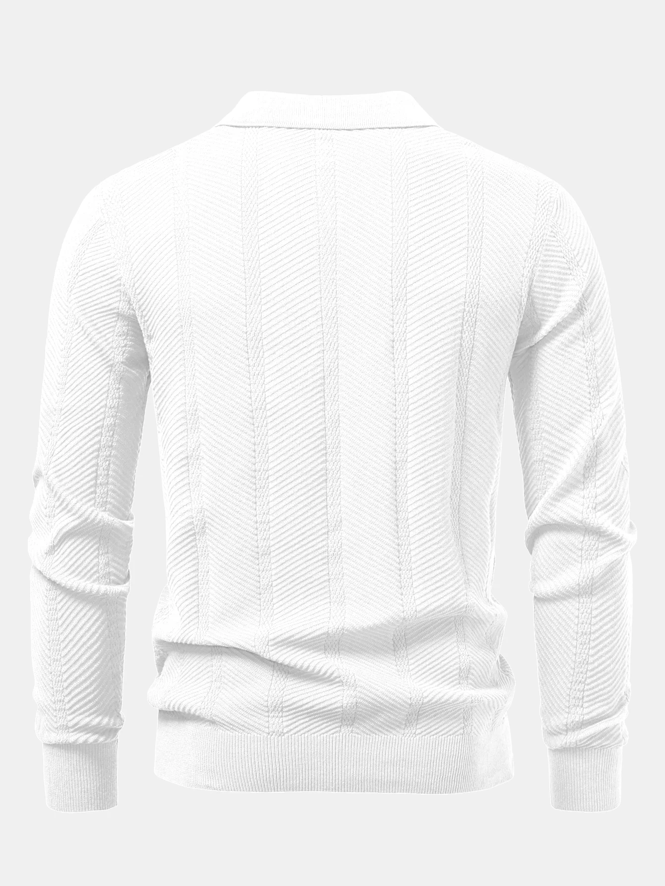 Langarm gestreiftes V-Ausschnitt Strick Poloshirts Shirt - Image 8