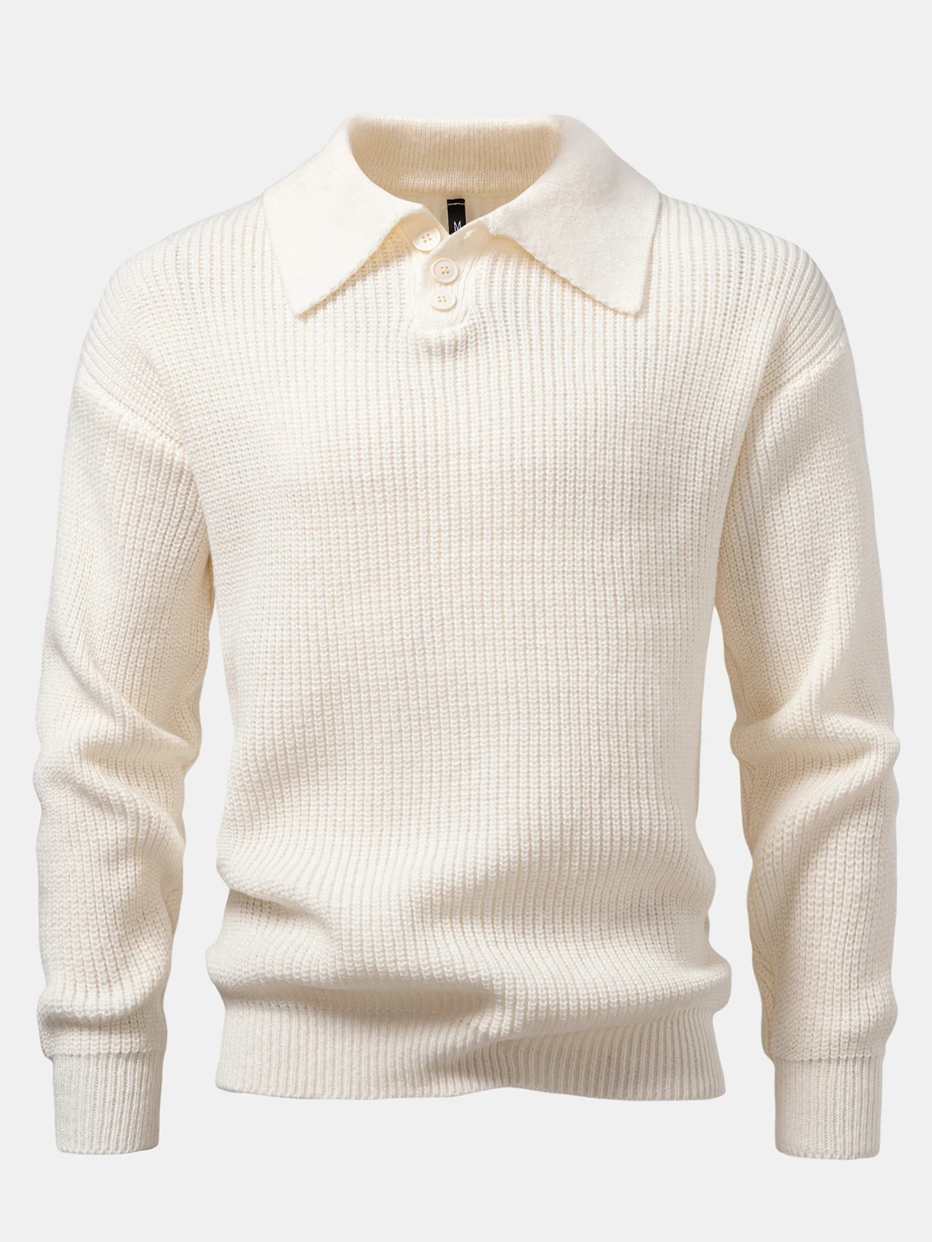 Langärmliges strukturiertes Strick-Poloshirt