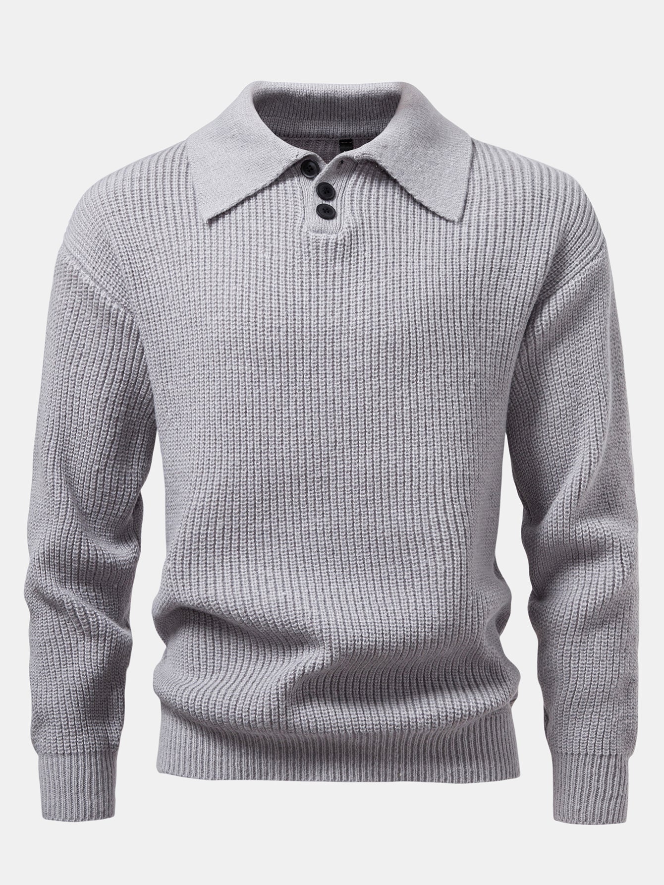 Langärmliges strukturiertes Strick-Poloshirt - Image 5