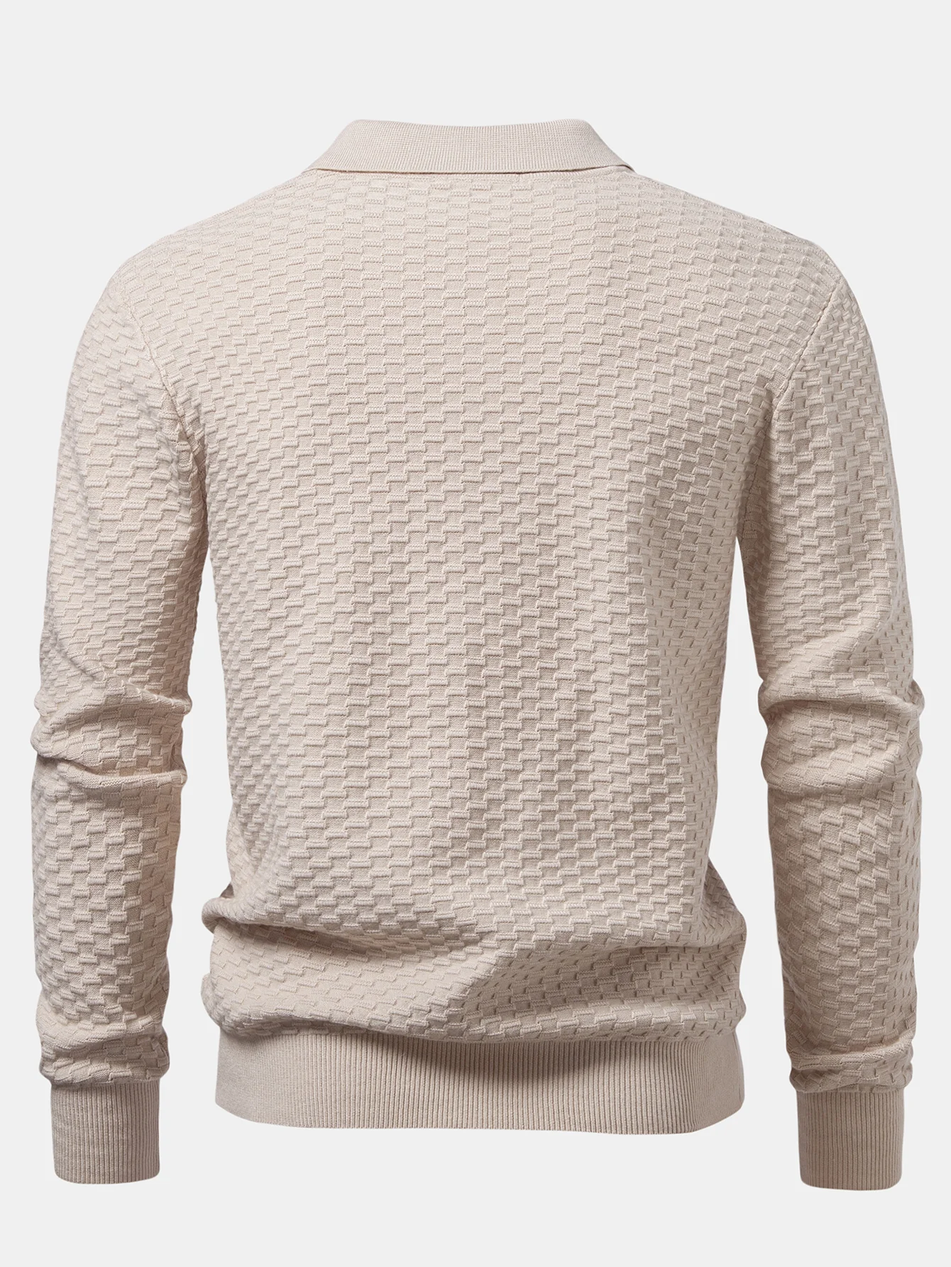 Langärmliges strukturiertes Strick-Poloshirts-Shirt - Image 2