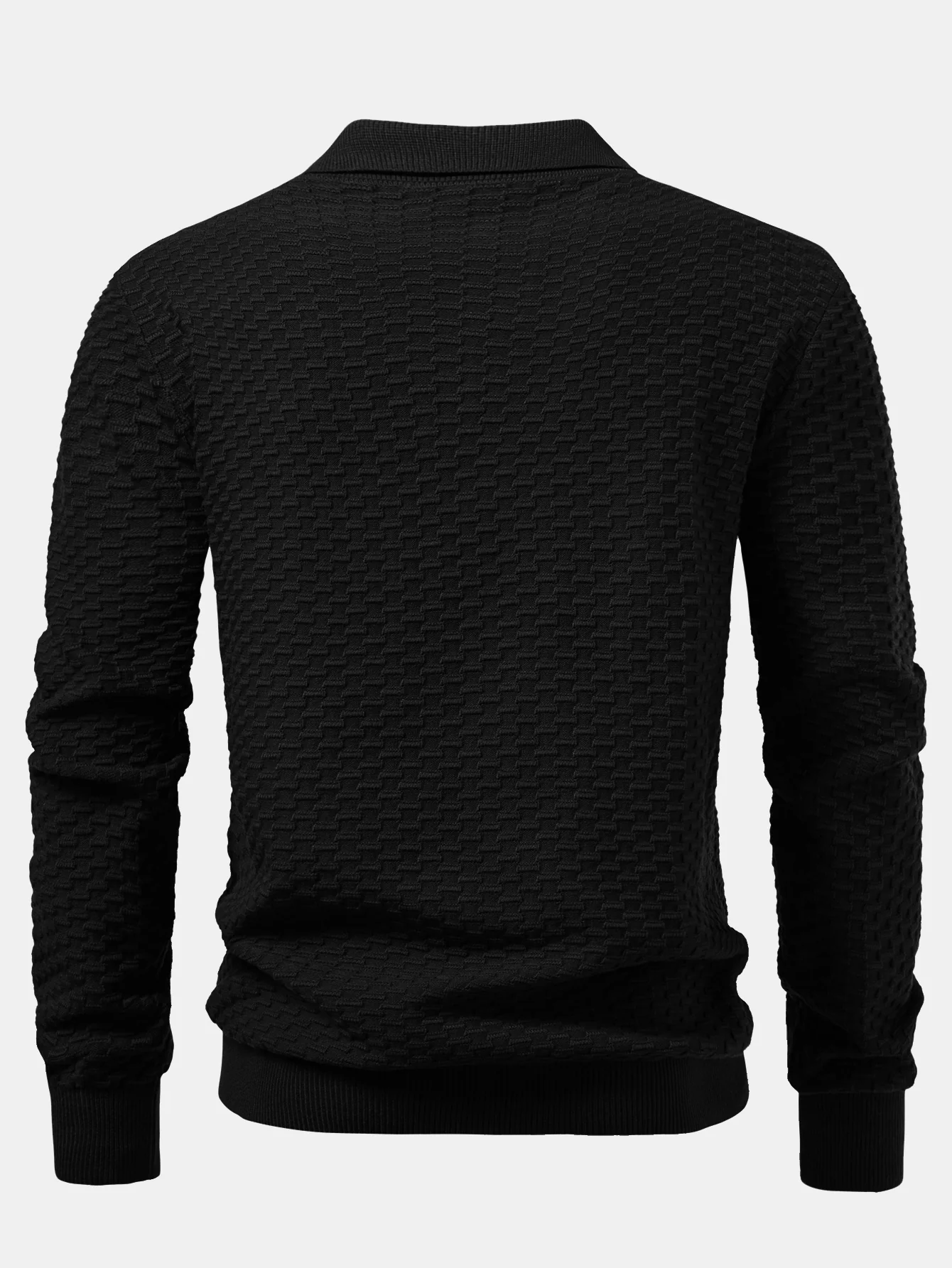 Langärmliges strukturiertes Strick-Poloshirts-Shirt - Image 6