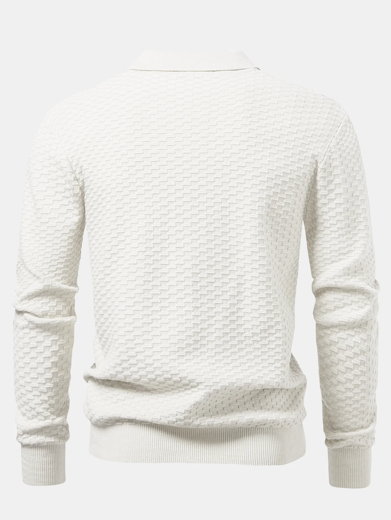 Langärmliges strukturiertes Strick-Poloshirts-Shirt - Image 8