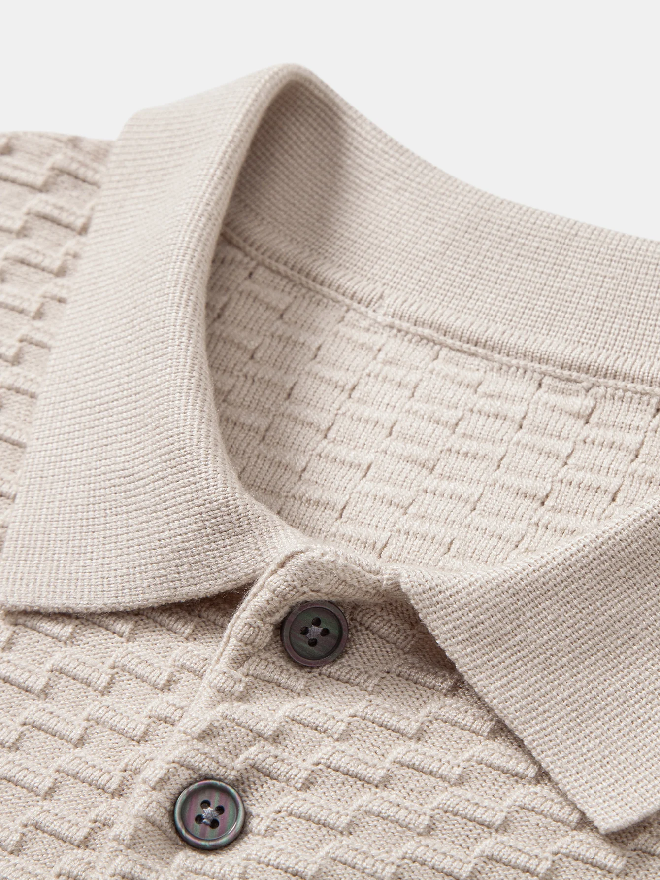 Langärmliges strukturiertes Strick-Poloshirts-Shirt - Image 9