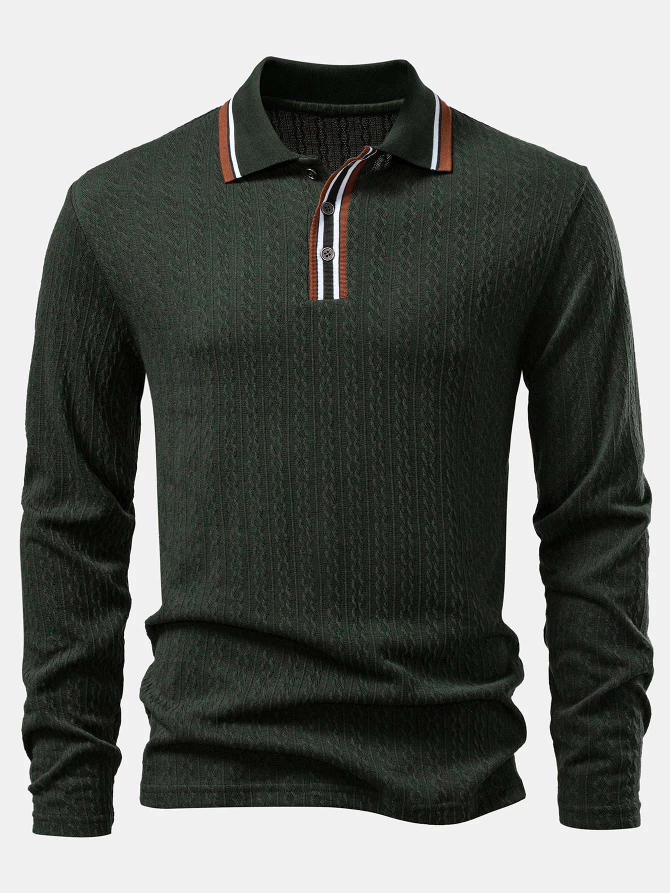 Langarm Twist Jacquard Poloshirts Shirt