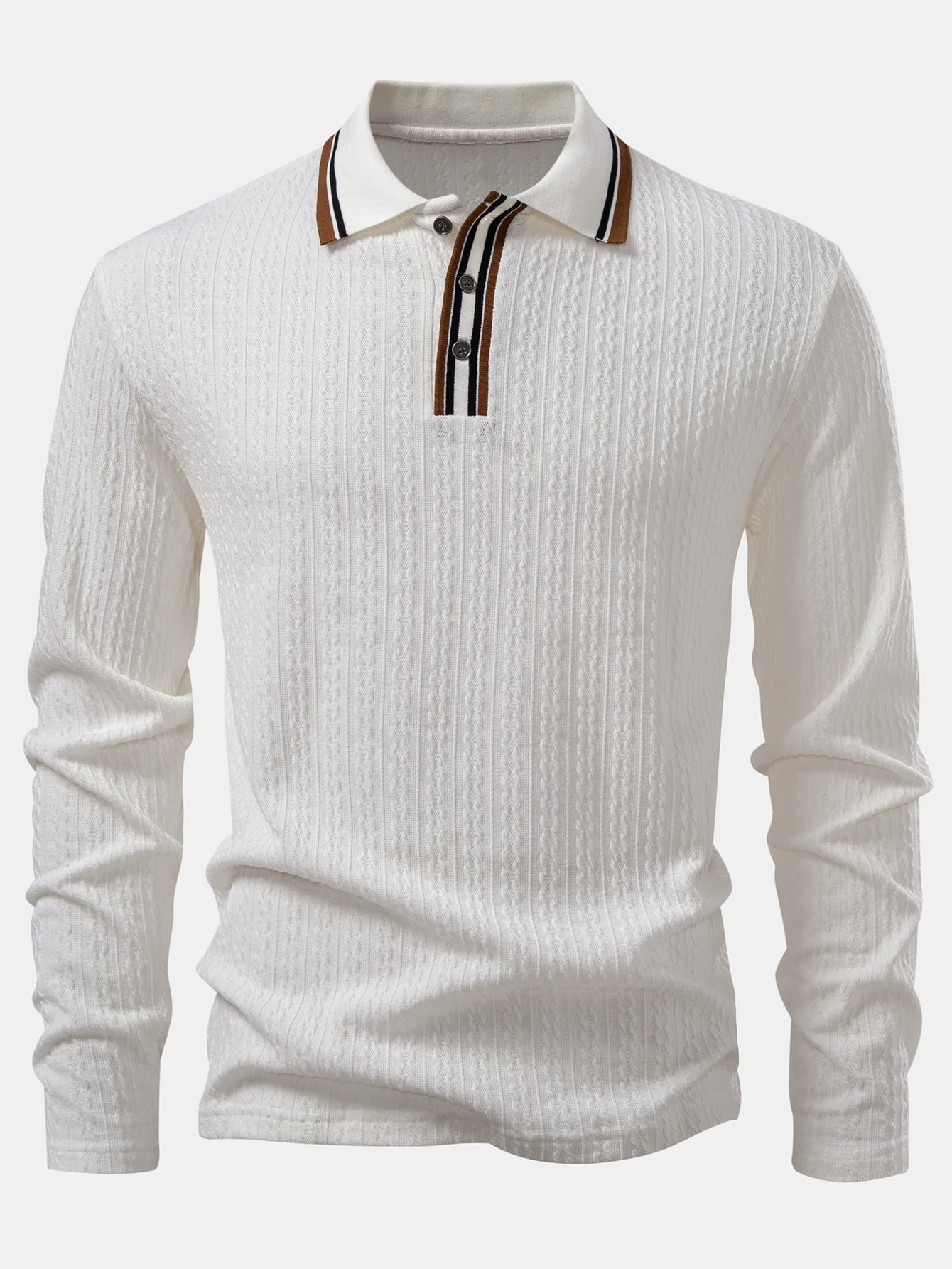 Langarm Twist Jacquard Poloshirts Shirt - Image 11
